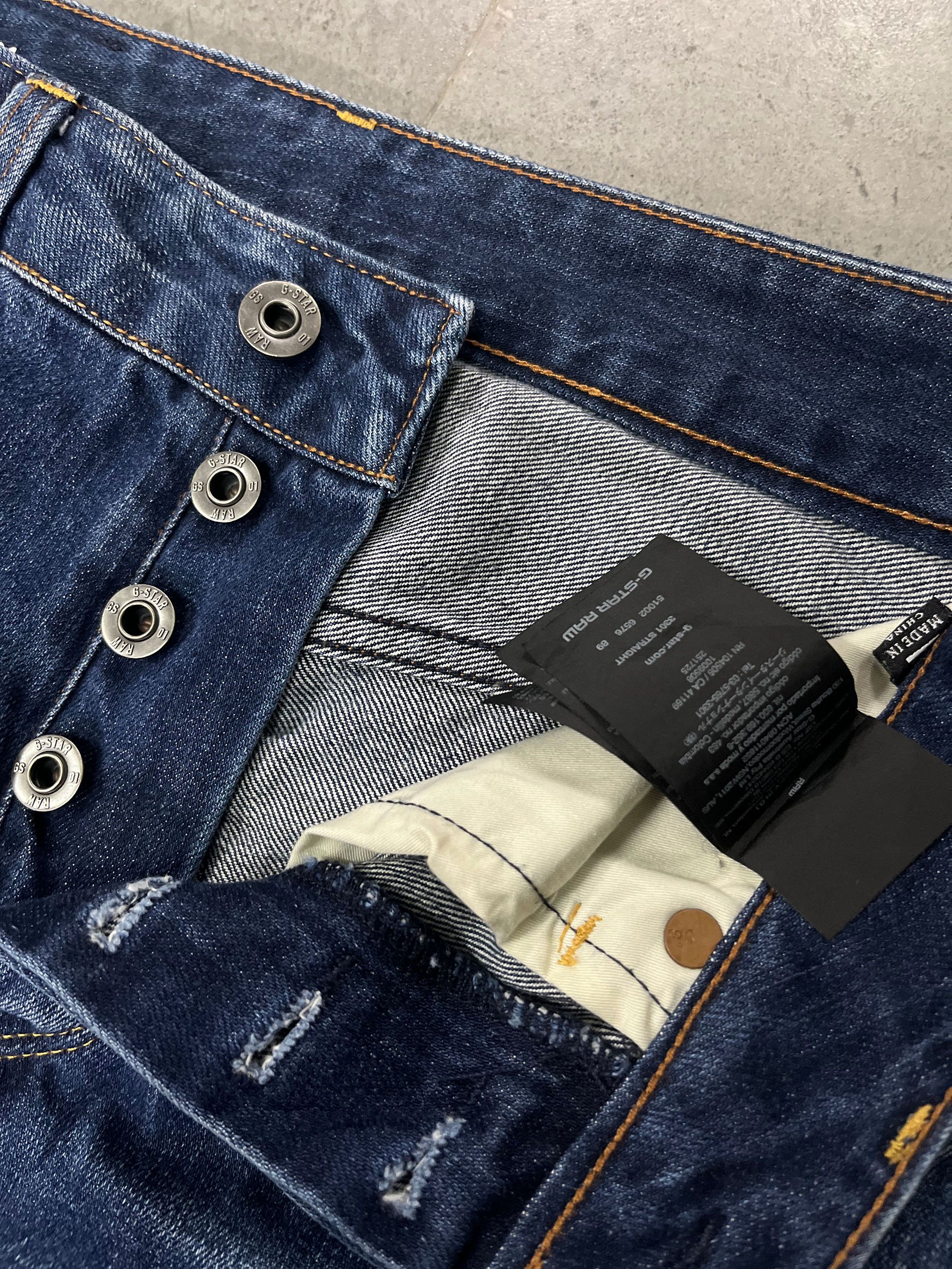 Designer × G-Star G Star Raw 3301 Straight Button Fly Wash Denim Size US 30 / EU 46 - 3 Thumbnail