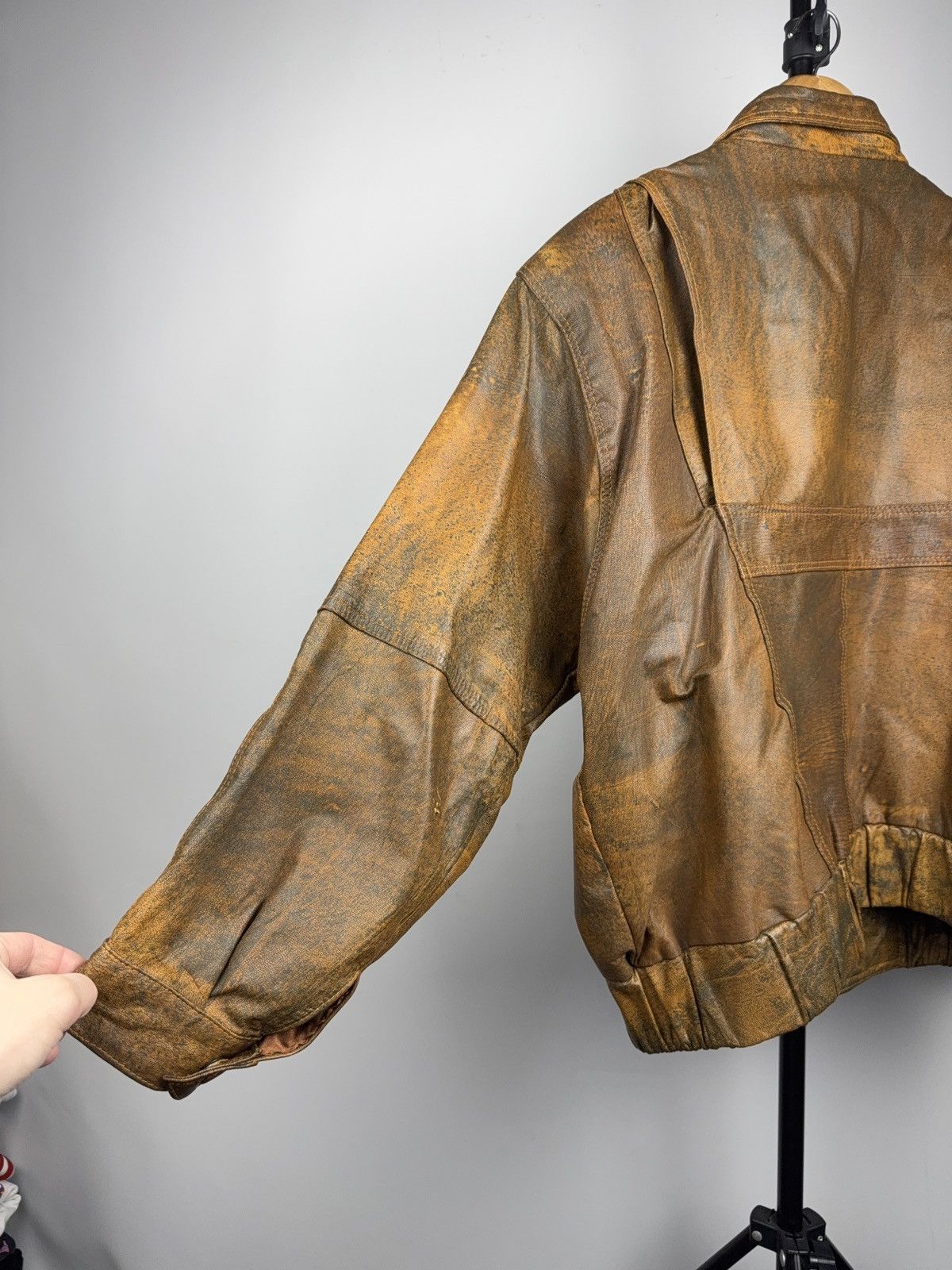Genuine Leather Vintage Avant Garde 90s Grunge Leather Bomber Jacket Brown Size US S / EU 44-46 / 1 - 15 Thumbnail