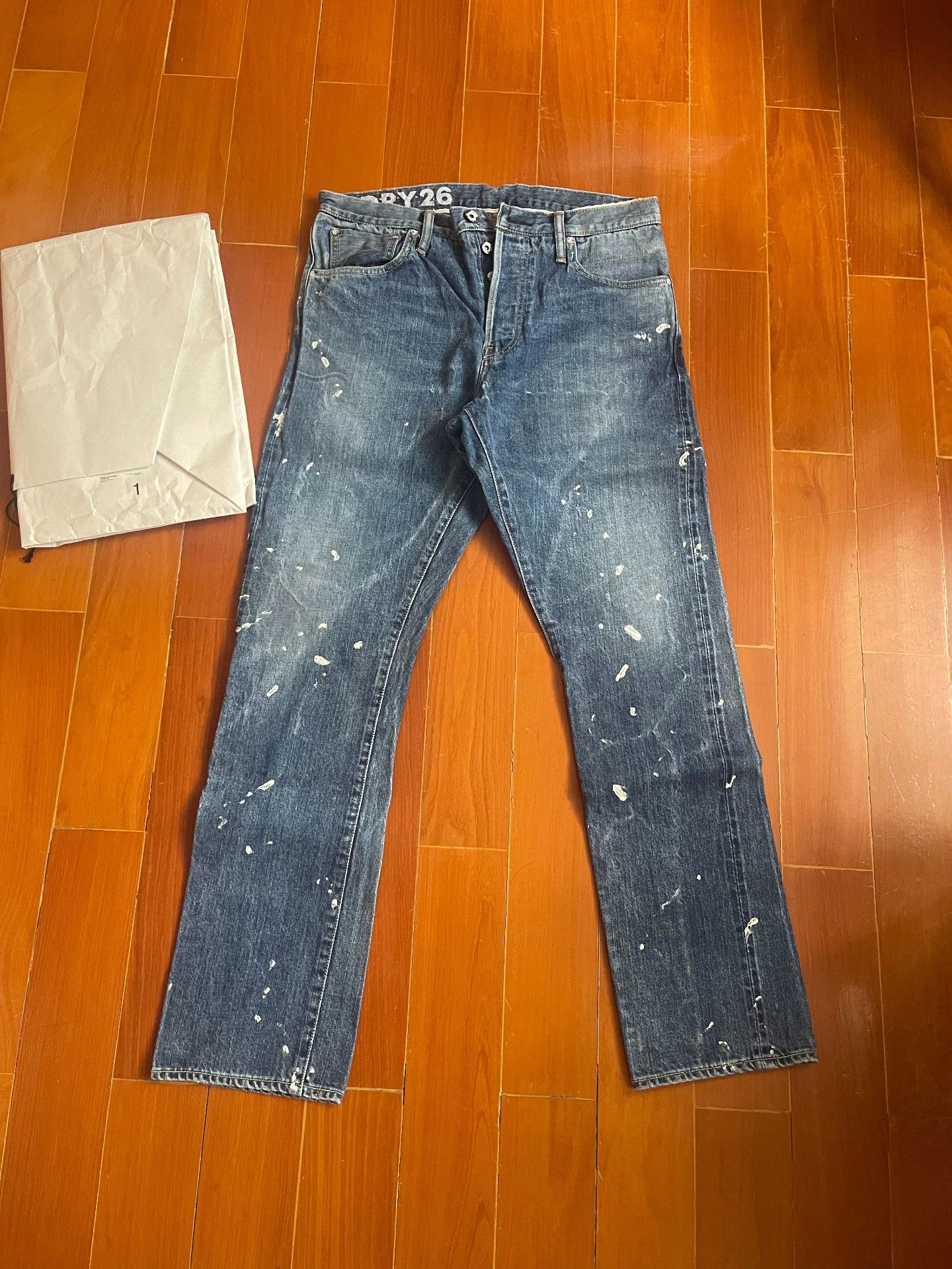 Visvim visvim 11 dry 26 salt wash light blue denim white paint Size US 30 / EU 46 - 1 Thumbnail