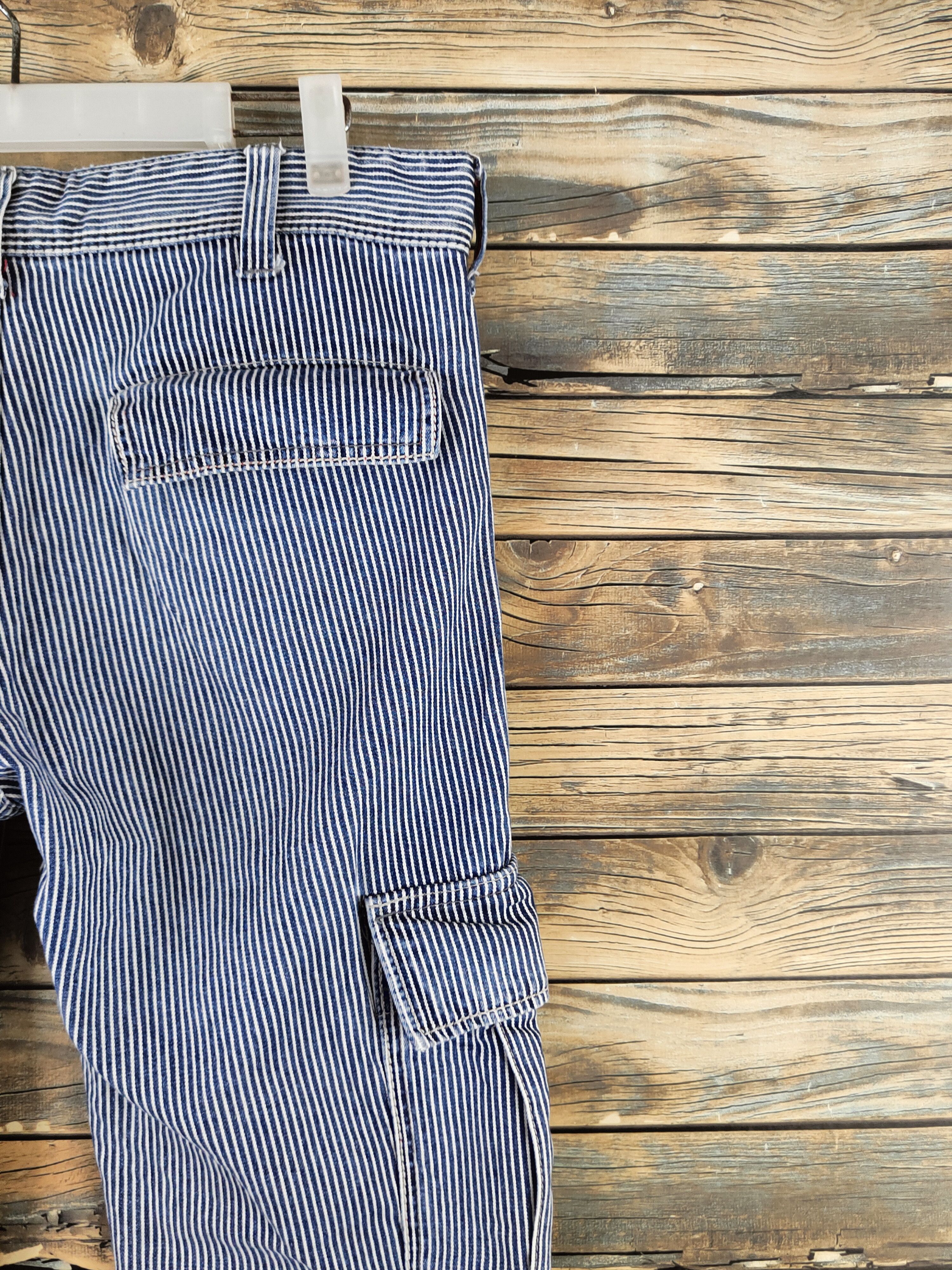 Japanese Brand DL Varosh Blue White Multipocket Cargo Pants #S2904 Size US 33 - 10 Thumbnail