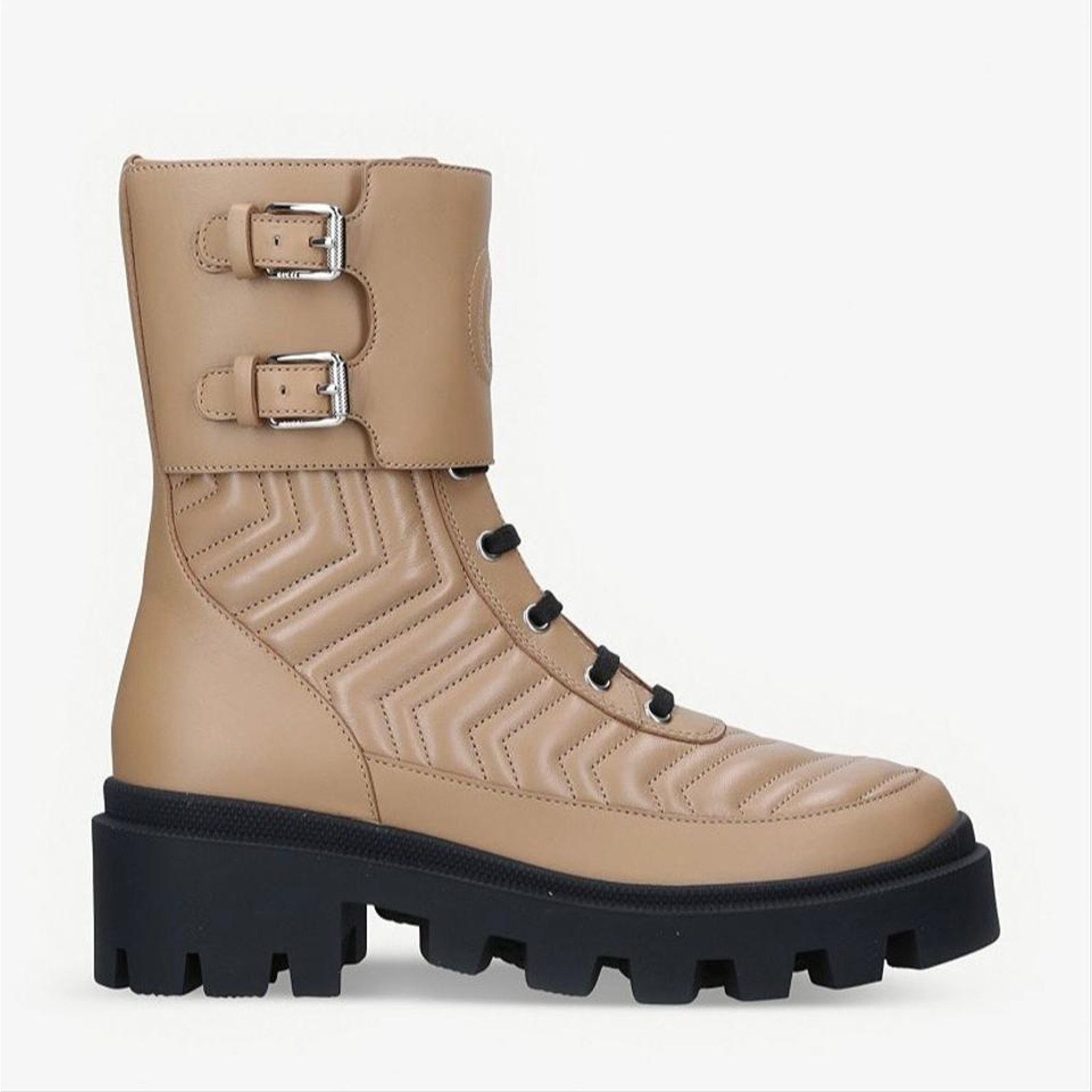 Gucci Frances GG logo embroidered quilted leather lug ankle boots Size US 9 / IT 39 - 2 Thumbnail
