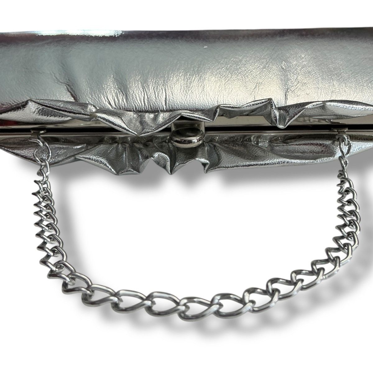 Other Vintage Silver Ruffled Opening Clutch Evening Bag Handbag Size ONE SIZE - 7 Thumbnail