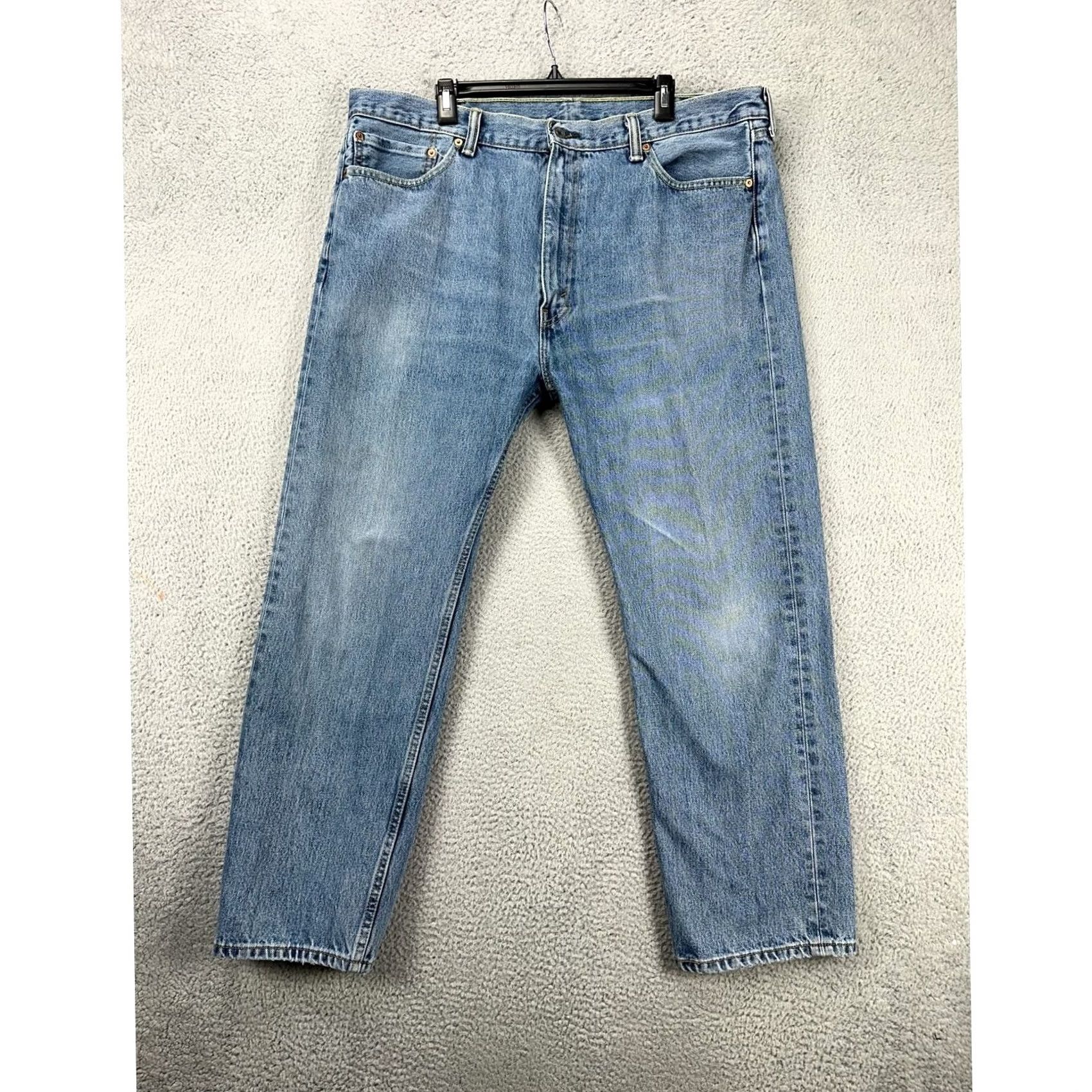 Levi's Levis 505 Jeans Mens 42X30 Blue Distressed Regular Straight 5-Pocket Denim Pants Jeans Size US 42 / EU 58 - 4 Thumbnail
