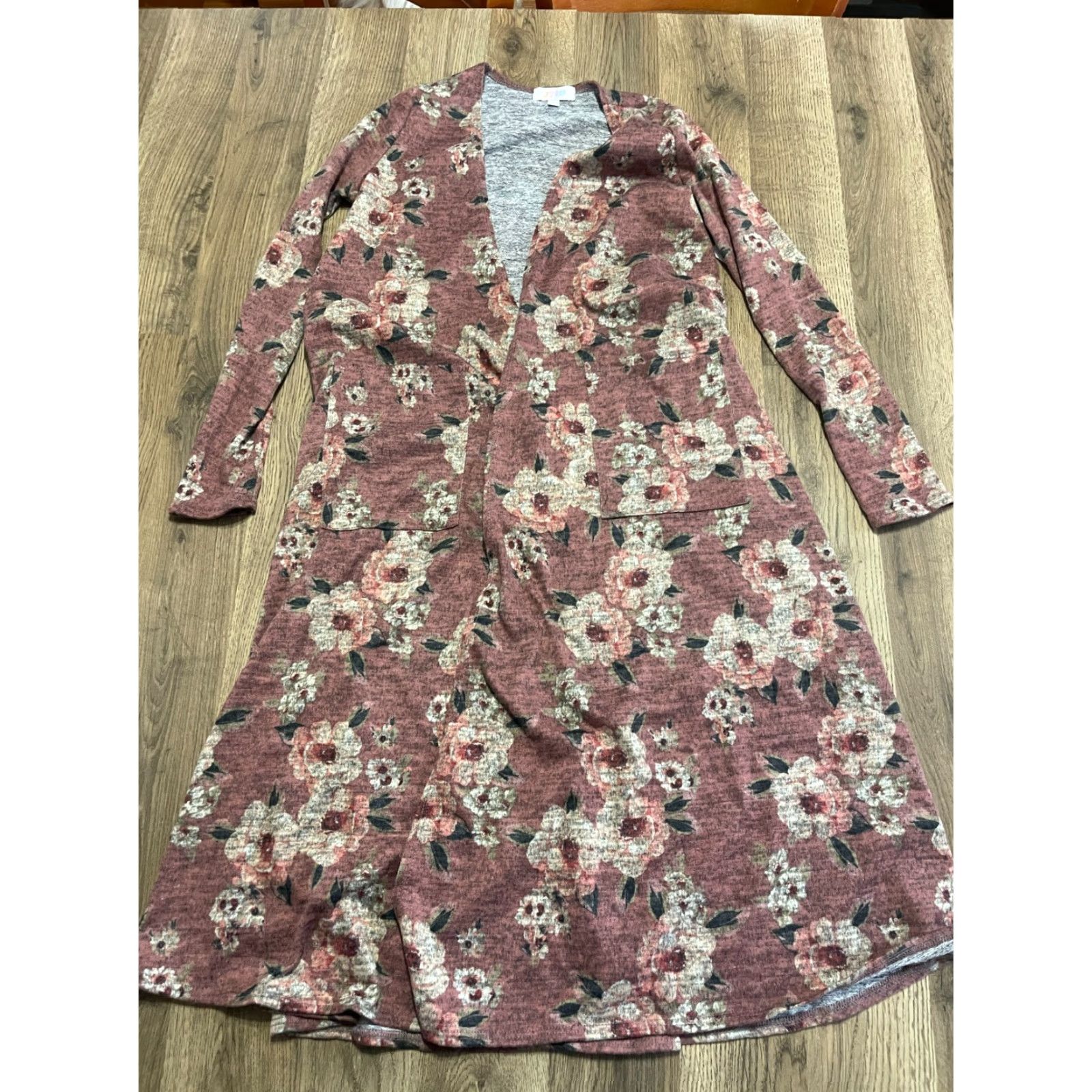 Vintage LuLaRoe Sweater Women's Size XS White Green Purple Floral Open Cardigan NWT Size XS / US 0-2 / IT 36-38 - 2 Thumbnail
