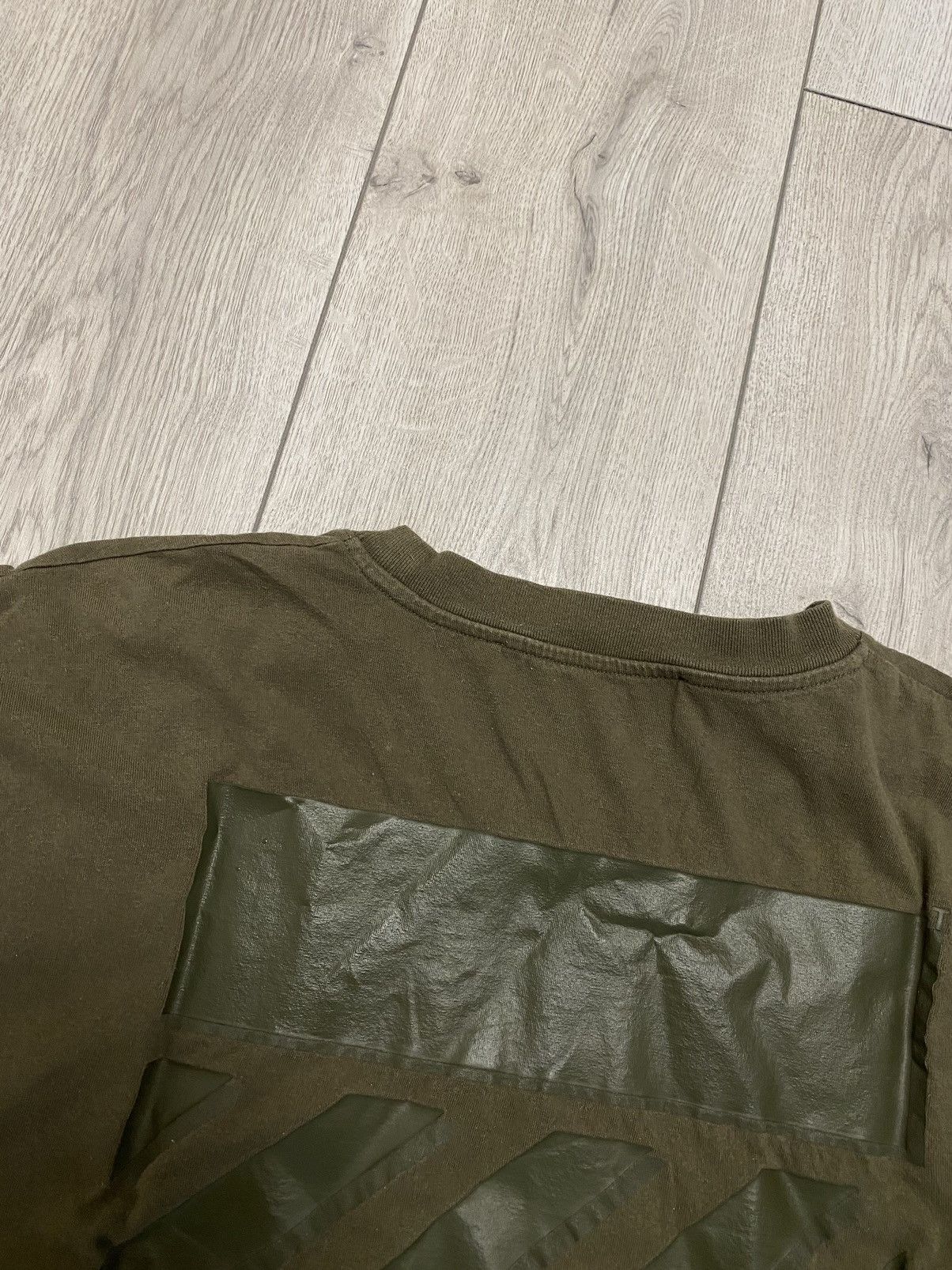 Off-White Negative rubber diagonal stripe Mark Khaki T Shirt