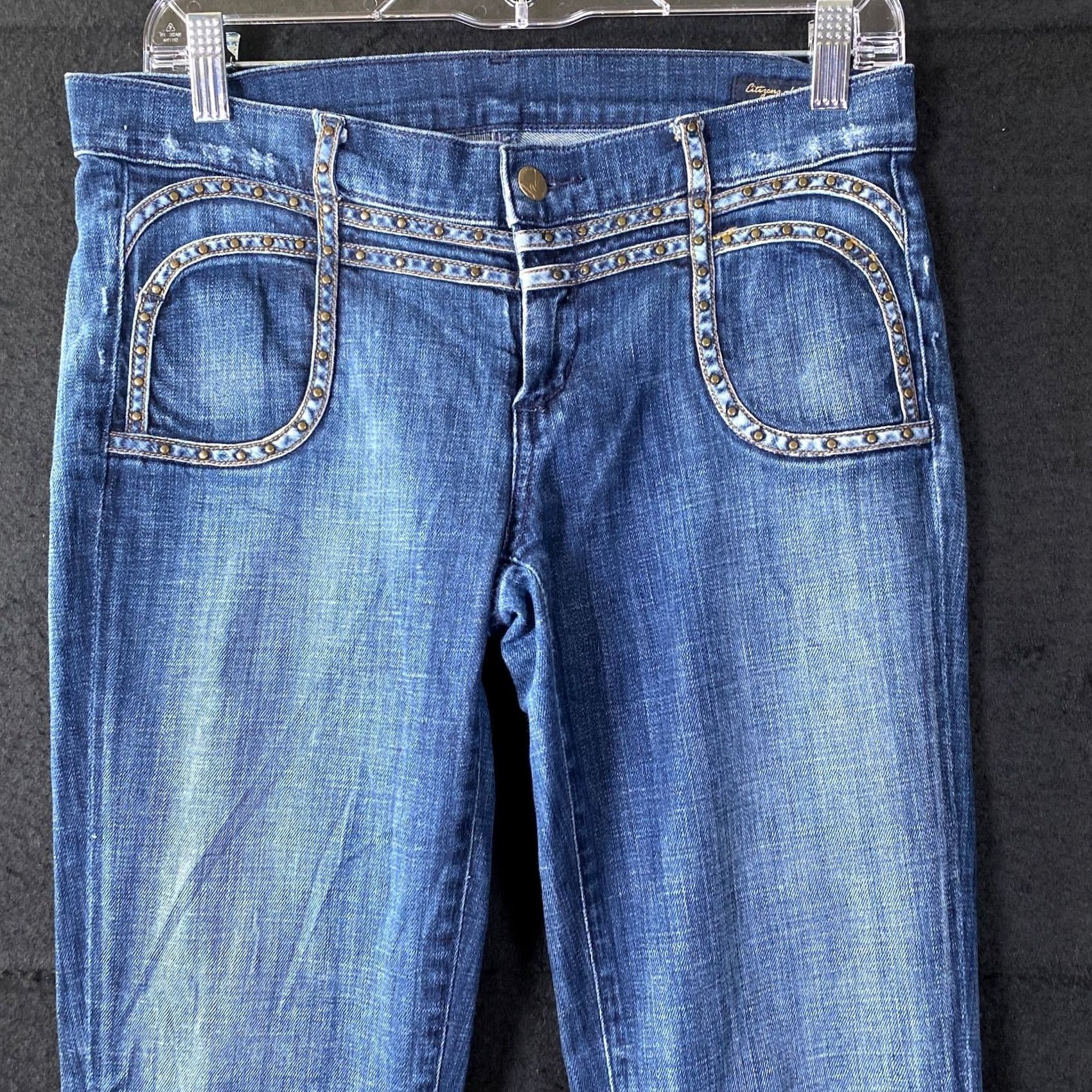 Citizens Of Humanity Citizens Of Humanity Womens Jeans Blue Low Rise Straight Studded Stretch 28 Jeans Women's 28 Blue Studded Straight Mid Rise Casual Womens Size 28" / US 6 / IT 42 - 2 Thumbnail
