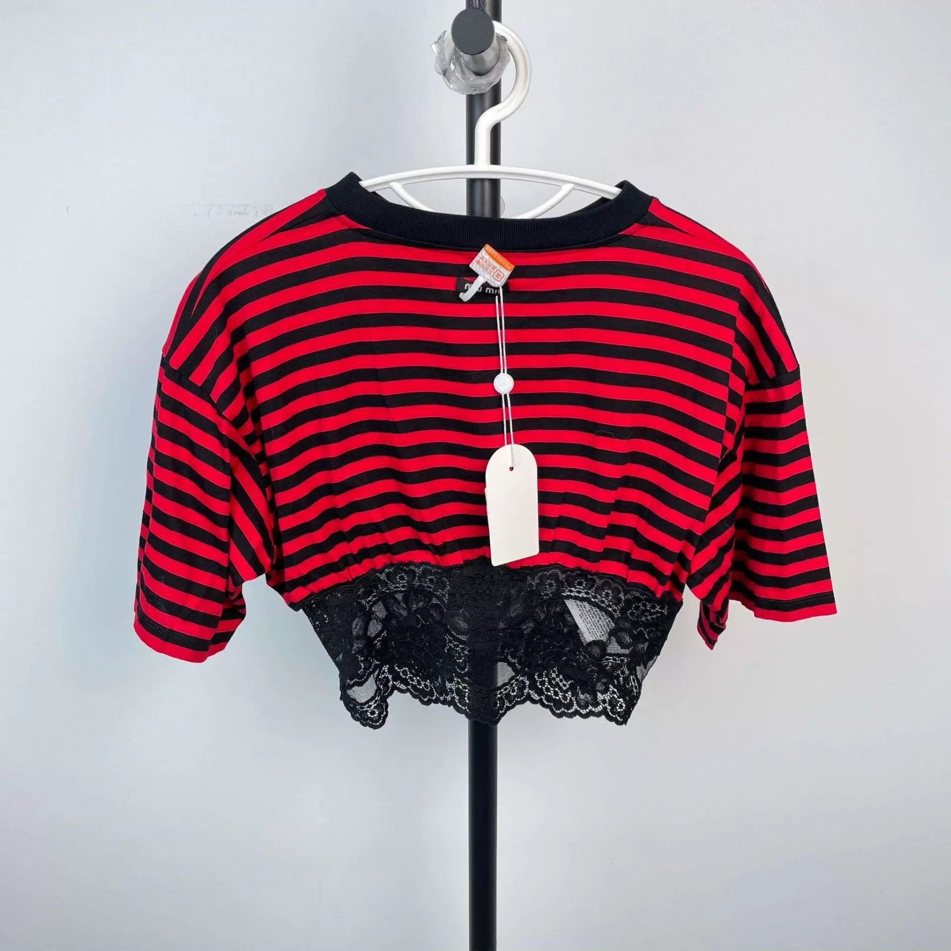 Miu Miu MIU MIU Red-Black Striped Short Sleeve T-shirt Size S / US 4 / IT 40 - 2 Thumbnail