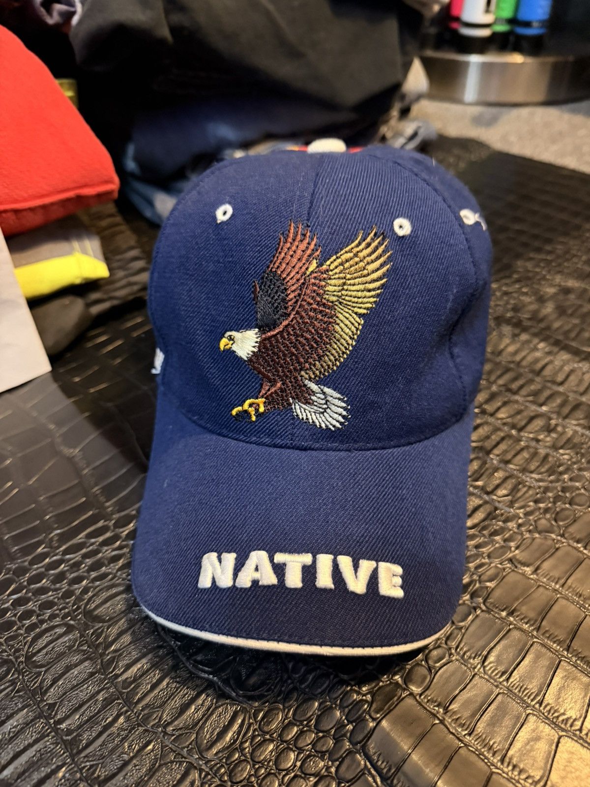 Native NATIVE Pow Wow Trail Eagle Embroidered Blue Baseball Cap Size ONE SIZE - 6 Thumbnail
