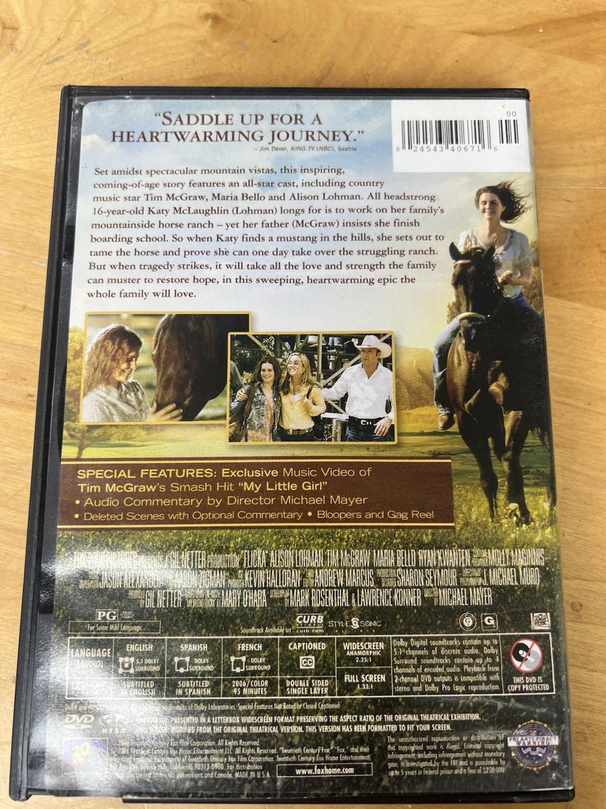 Other Flicka DVD Tim McGraw Alison Lohman Horses Family Drama Size ONE SIZE - 7 Thumbnail