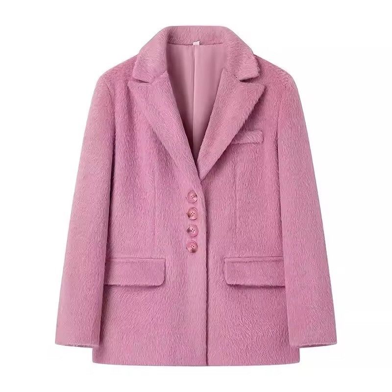 Other Design Plush Fluffy Blazer Pink Elegant Fashion Coat Size M / US 6-8 / IT 42-44 - 6 Thumbnail