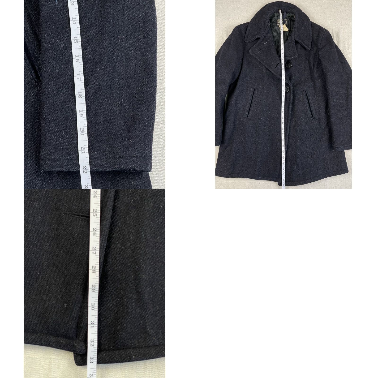 Vintage VINTAGE Empire Pea Coat Jacket Wool Navy 60s 70s Mens 36 Peacoat Regular 100% Wool Blue Quilted Pockets US Navy Button N/A Size US XXS / EU 40 - 8 Thumbnail