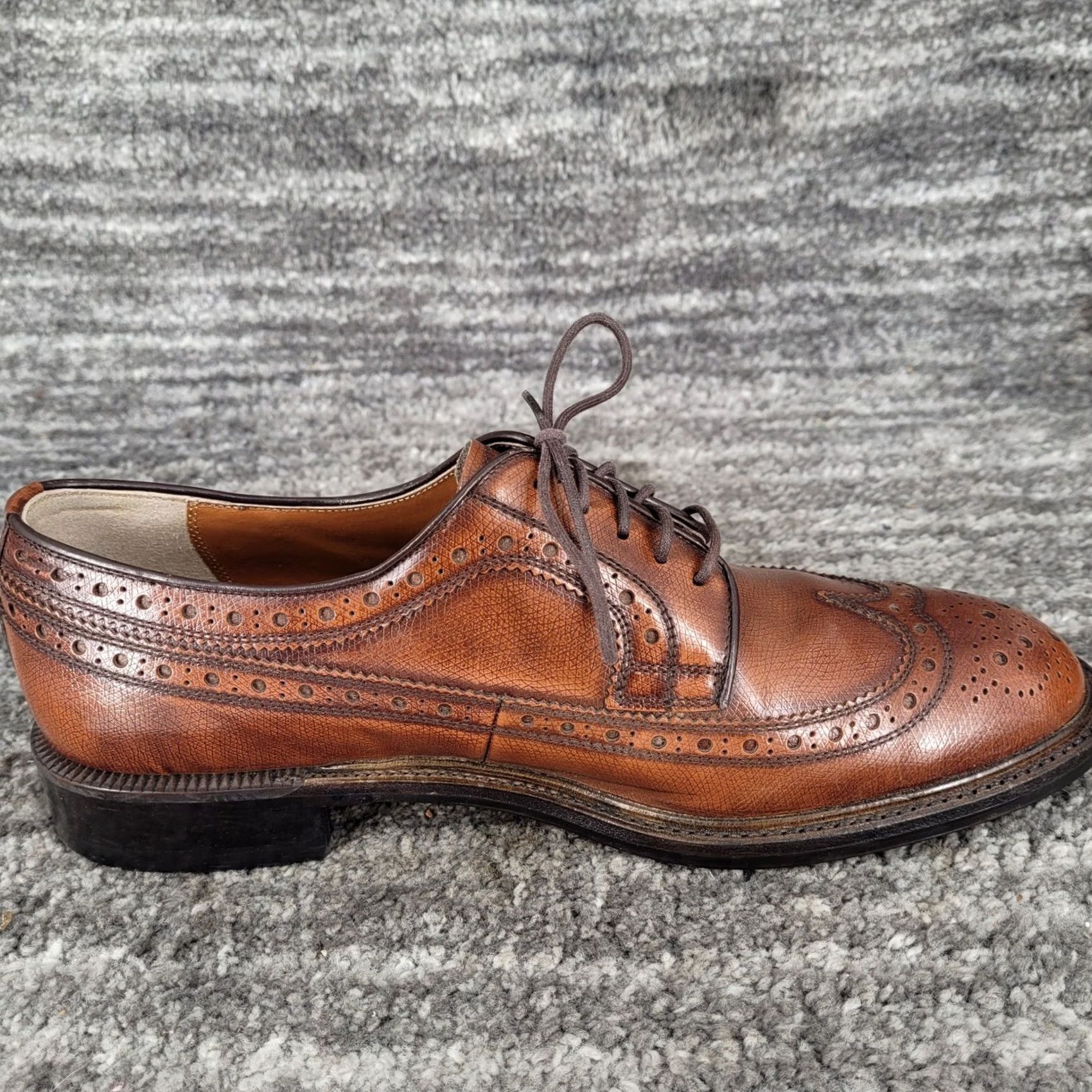 Imperial Regal Imperial Grade Brown Leather Oxford Dress Shoe Wing Tip Brogue USA Mens 7.5 Size US 8 / EU 41 - 6 Thumbnail