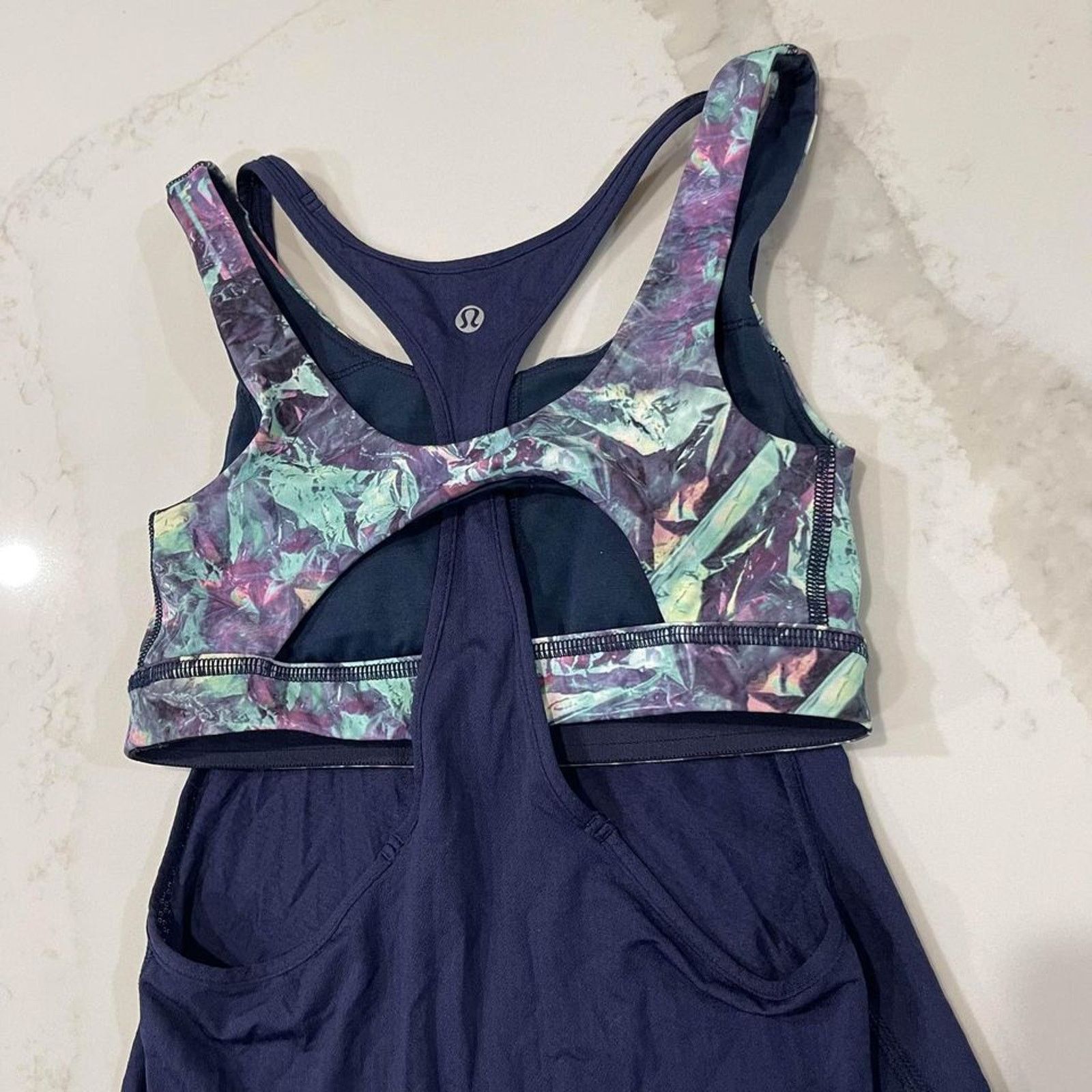 Lululemon Lululemon Support Tank Navy Multi Workout Bra Top Women's 2 Size XS / US 0-2 / IT 36-38 - 4 Thumbnail