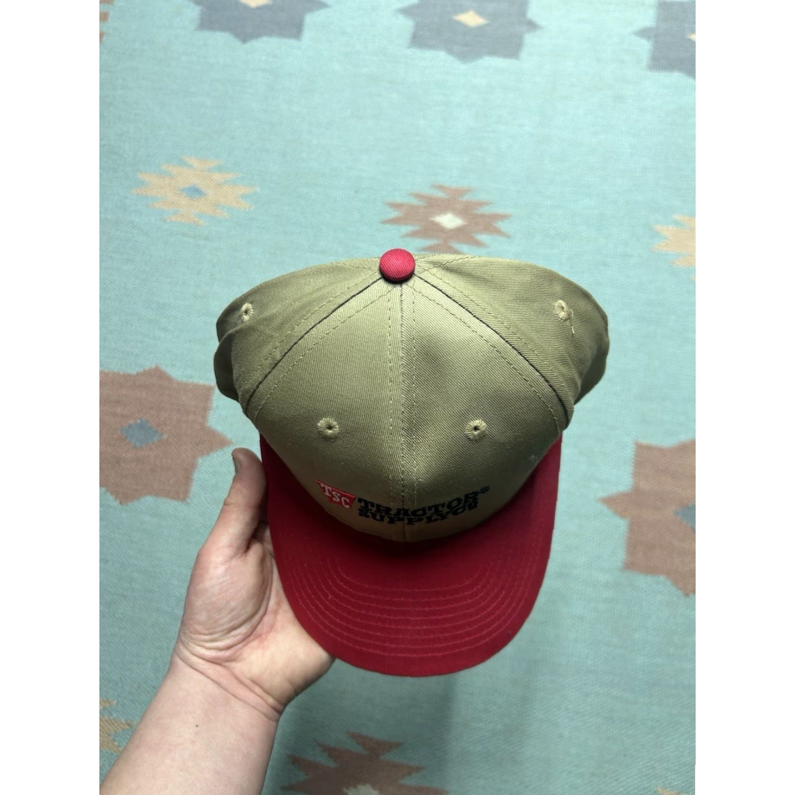 Vintage Tractor supply co snapback hat cap embroidered logo farm adjustable red Tan Men Adjustable Style Snapback Baseball Cap Hat Size ONE SIZE - 3 Thumbnail