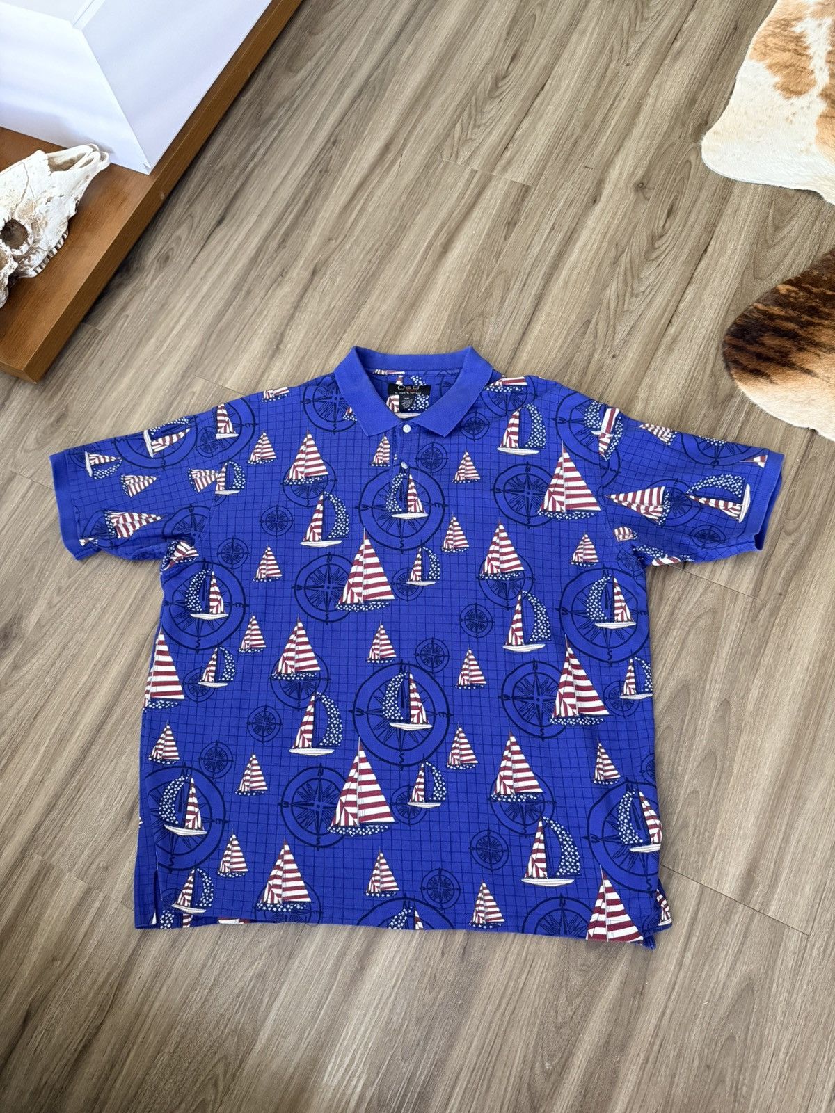 Croft & Barrow Vintage Croft & Barrow C&B Sport Polo Sailboats Flag Size US XXL / EU 58 / 5 - 1 Thumbnail