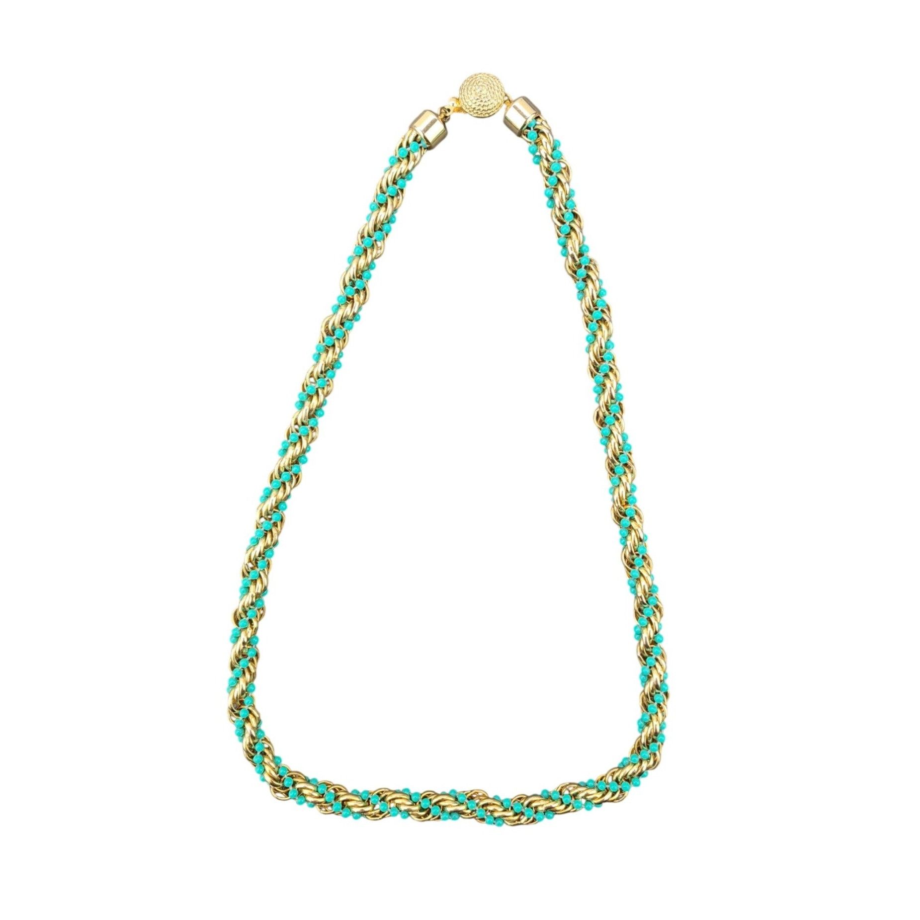 Other Vintage Avon Gold Tone Faux Turquoise Beaded Twist Necklace Size ONE SIZE - 1 Thumbnail