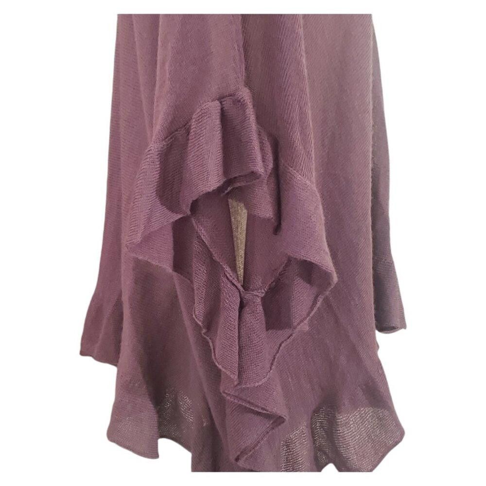 Designer CT1987 Garnet Hill Purple Ruffle Trim Cashmere Sweater M Size M / US 6-8 / IT 42-44 - 4 Thumbnail