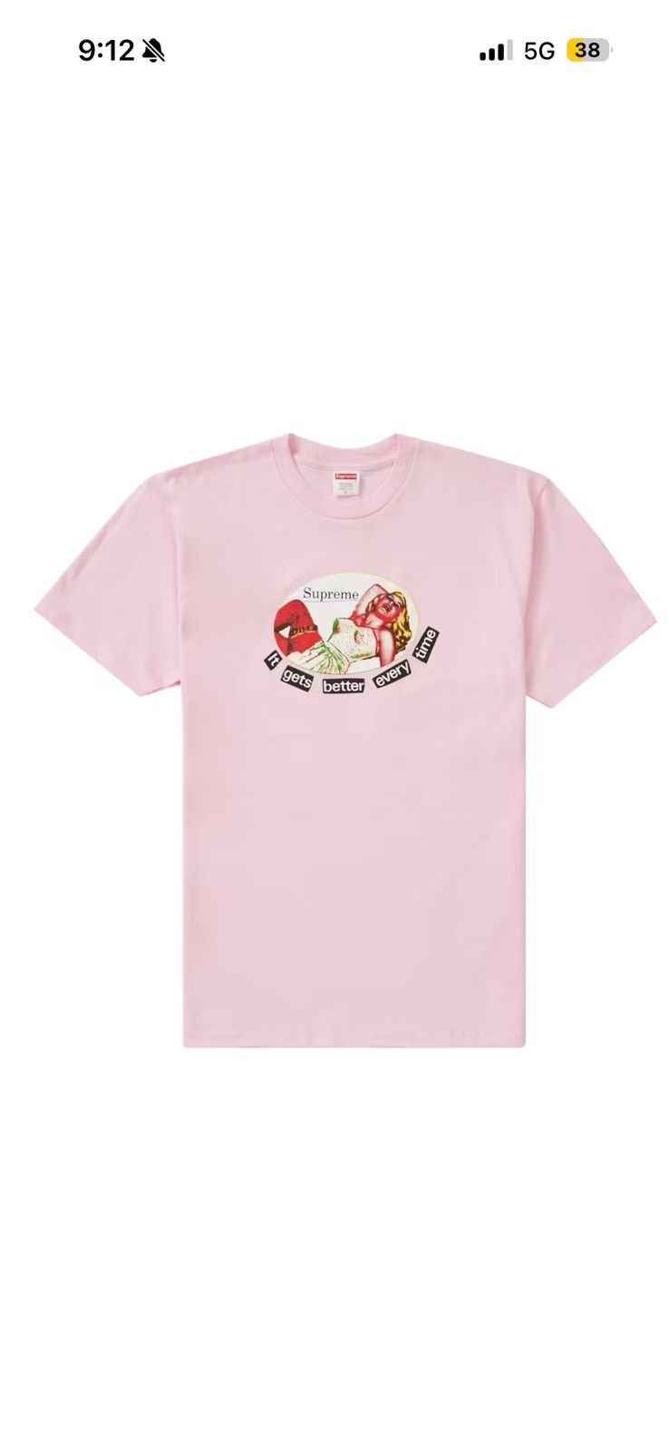 Supreme Supreme It Gets Better Every Time Tee SS19 Pink Size US M / EU 48-50 / 2 - 2 Thumbnail