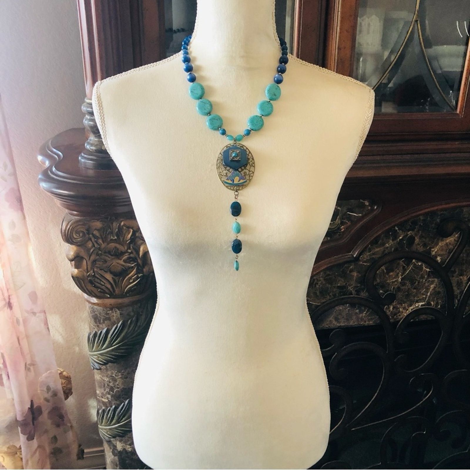 Handmade Handcrafted repurpose howlite genuine stone necklace Size ONE SIZE - 6 Thumbnail
