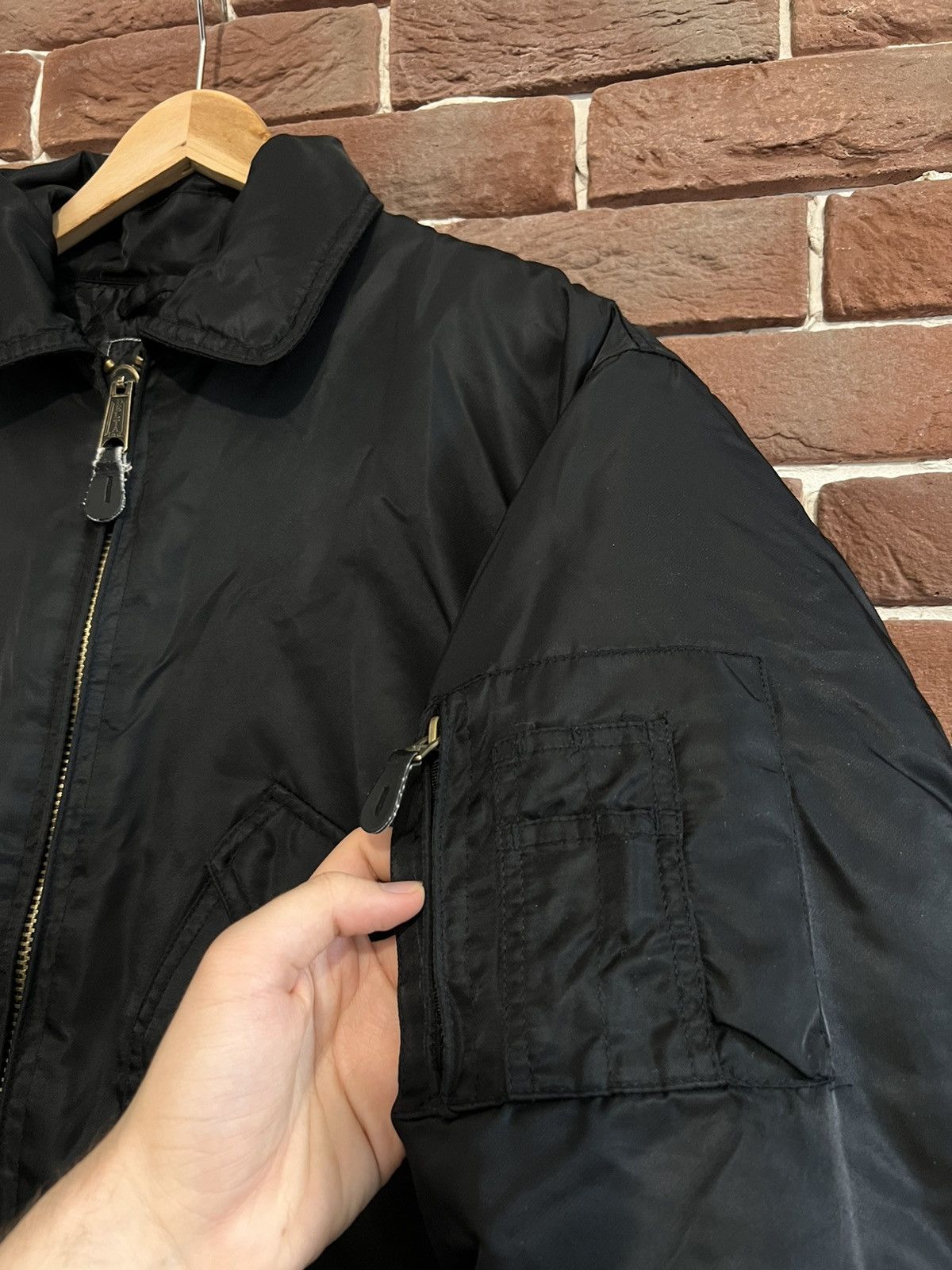 Vintage Ma1 Flyer Black Vintage Nylon Bomber Jacket BoxyFit Oversize Size US XL / EU 56 / 4 - 5 Thumbnail