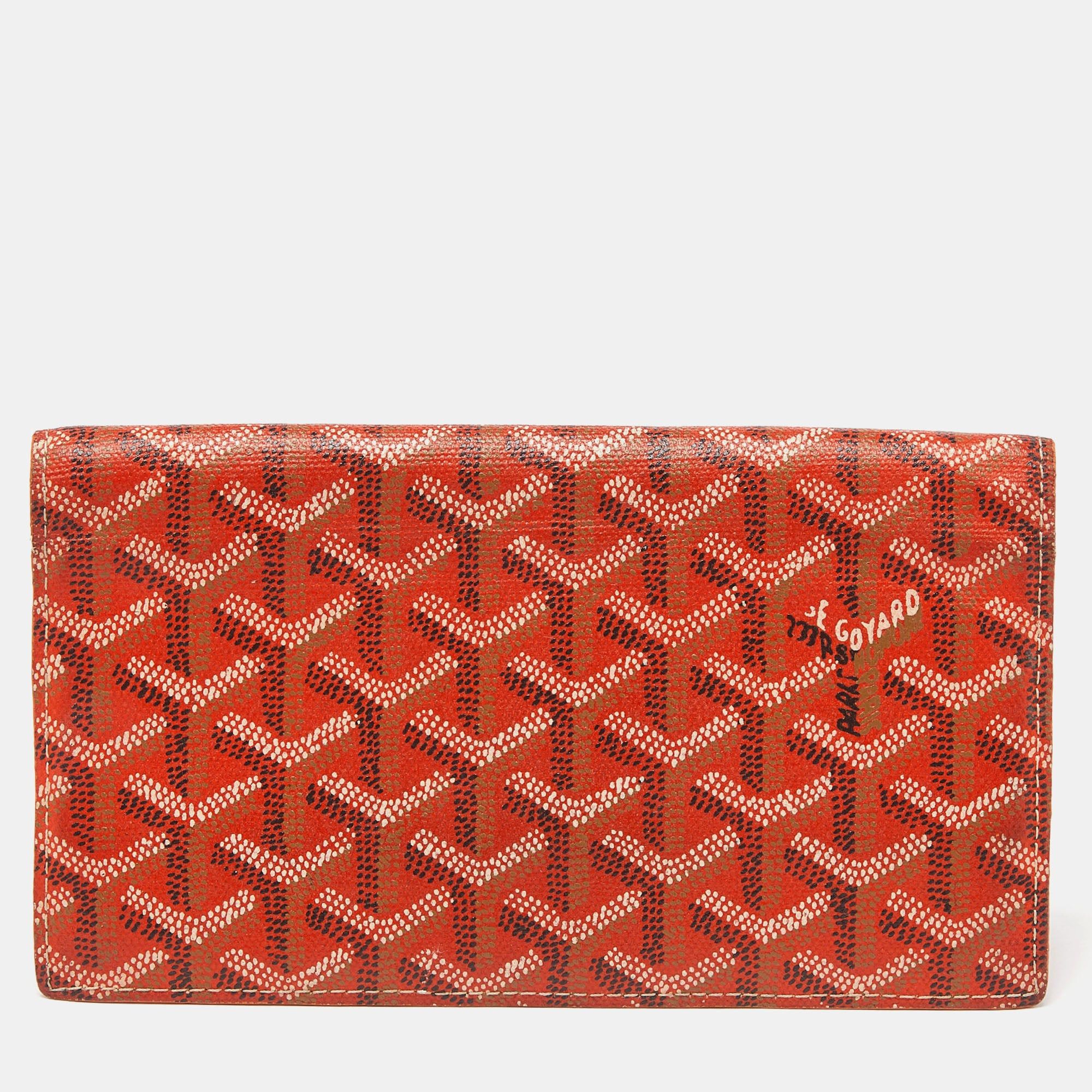 image of Goyard Orange Ine Coated Canvas And Leather Richelieu Wallet, Women's