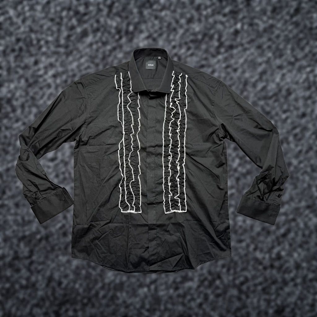Vintage Dobell Button Up ruffled tuxedo shirt Long Sleeve Mens size 17 Black Size US XL / EU 56 / 4 - 1 Thumbnail