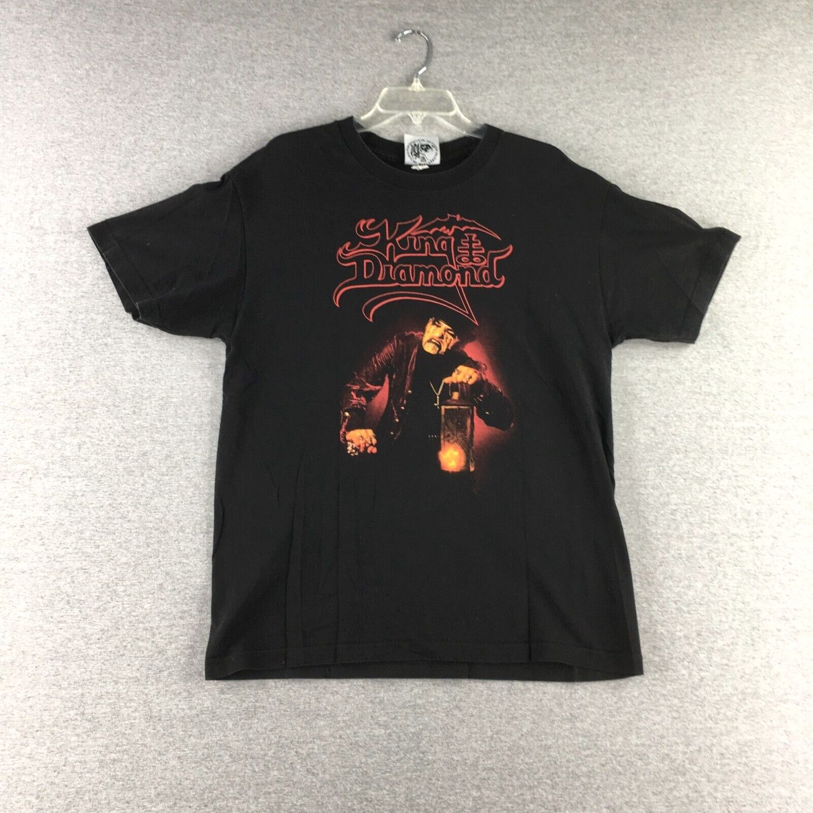 image of Vintage King Diamond Shirt Mens Large 100% Pure Evil Black Deadly Lullabyes in White