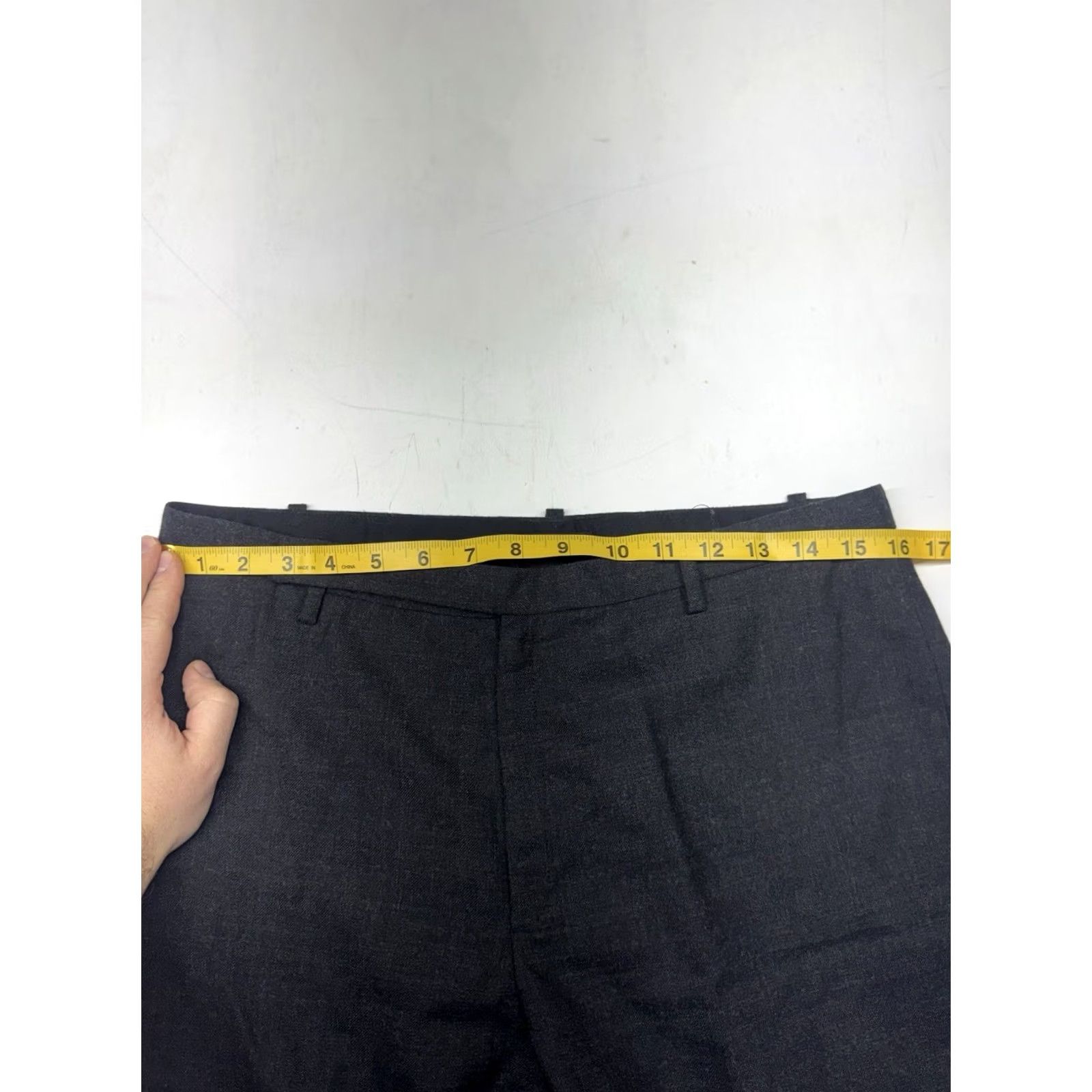 Gap GAP Wool Wide-Leg Pants Black 12 Classic Office Work Dress Pants Wool Blend Spandex Flat Front High Rise Pockets Lined Zipper Button Size 34" / US 12 / IT 48 - 4 Thumbnail