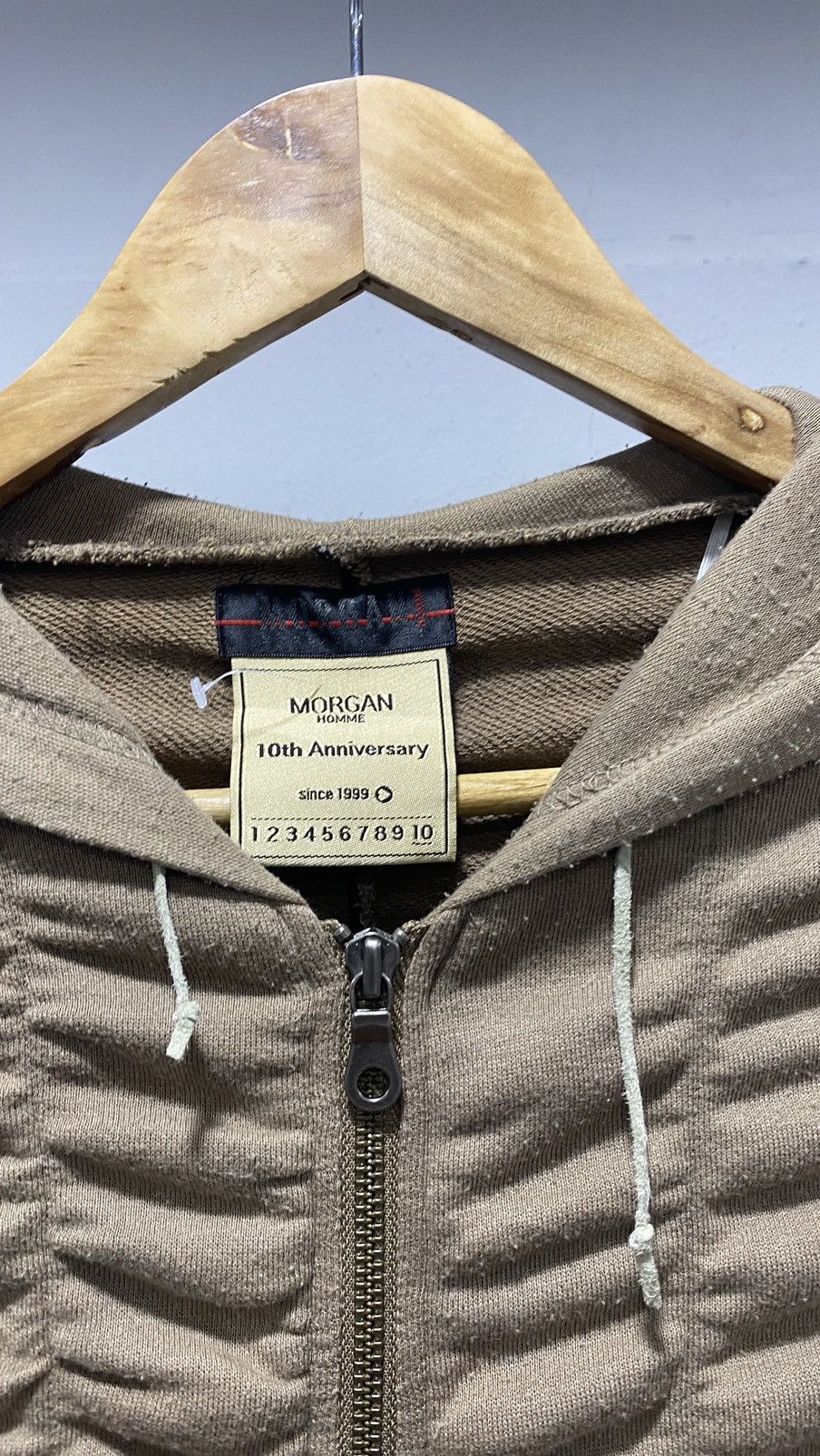 Morgan Homme Pleated Ribbon Unique Zipper Hoodie