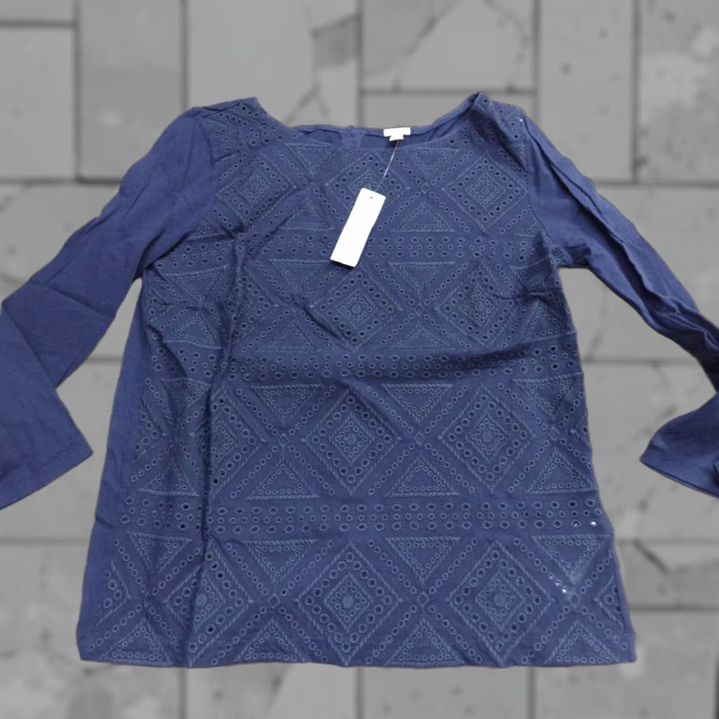 J.Crew J.CREW Womens Blouse XS Blue Cotton Lightweight Jacquard NEW Size XS / US 0-2 / IT 36-38 - 1 Thumbnail