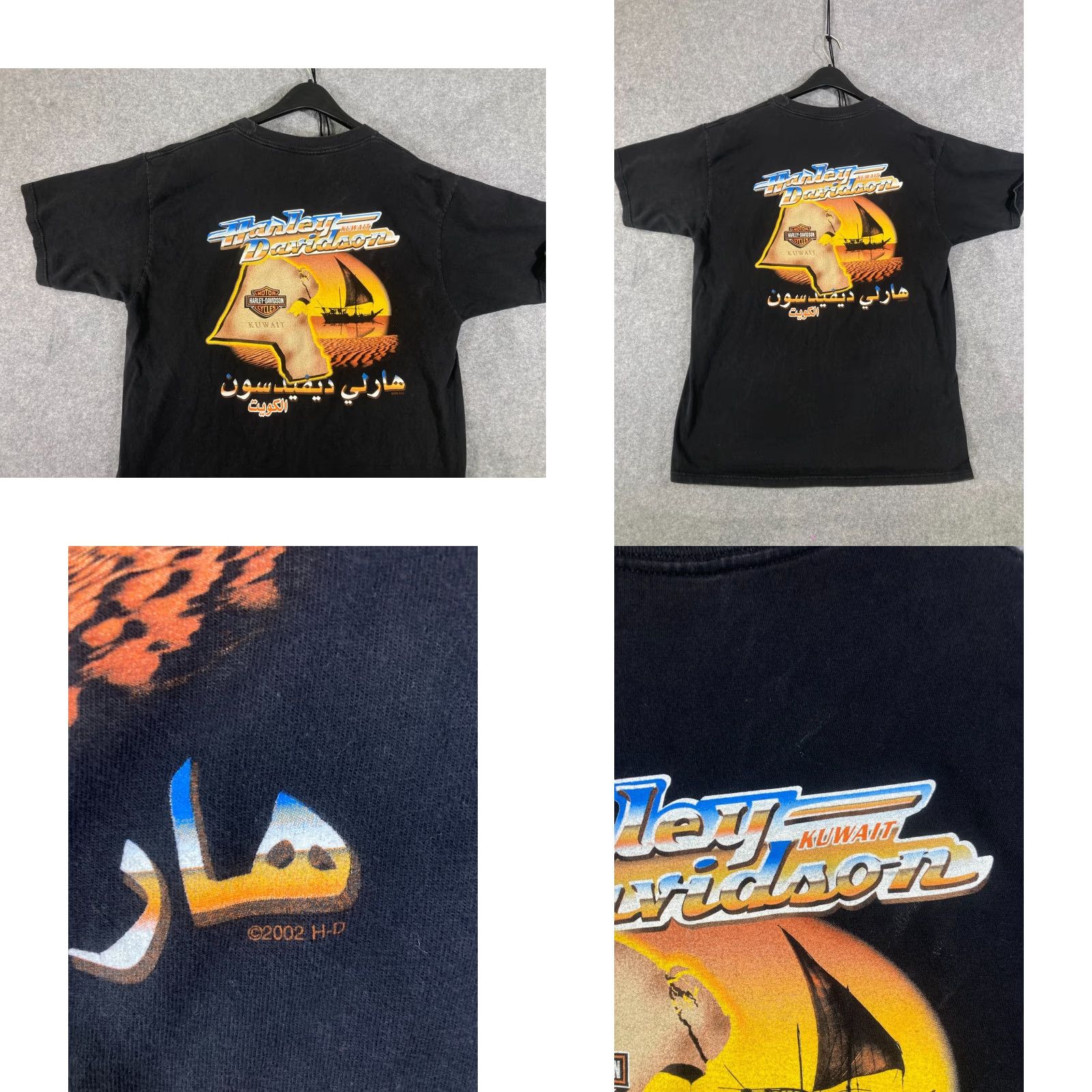 Harley Davidson VINTAGE Harley-Davidson Motorcycle Kuwait 2002 T-Shirt Mens XL Black Short Sleeve Crew Neck Logo VTG Size US XL / EU 56 / 4 - 8 Thumbnail