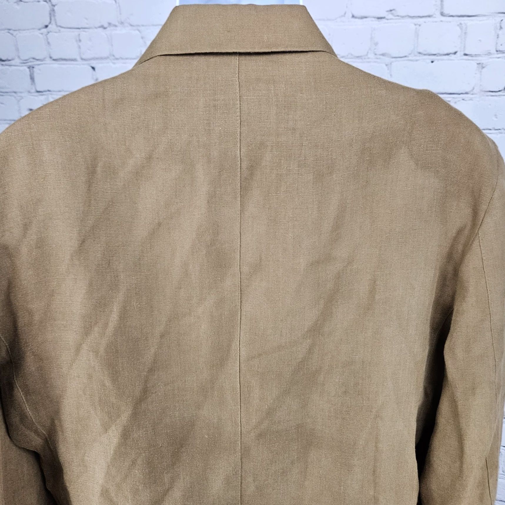 Vintage VINTAGE Barry Bricken Weekend Brown 100% Linen Sport Coat 42R Blazer Notch Lapel 3-Button Vented Shirt Jacket Mens Size 42R - 7 Thumbnail