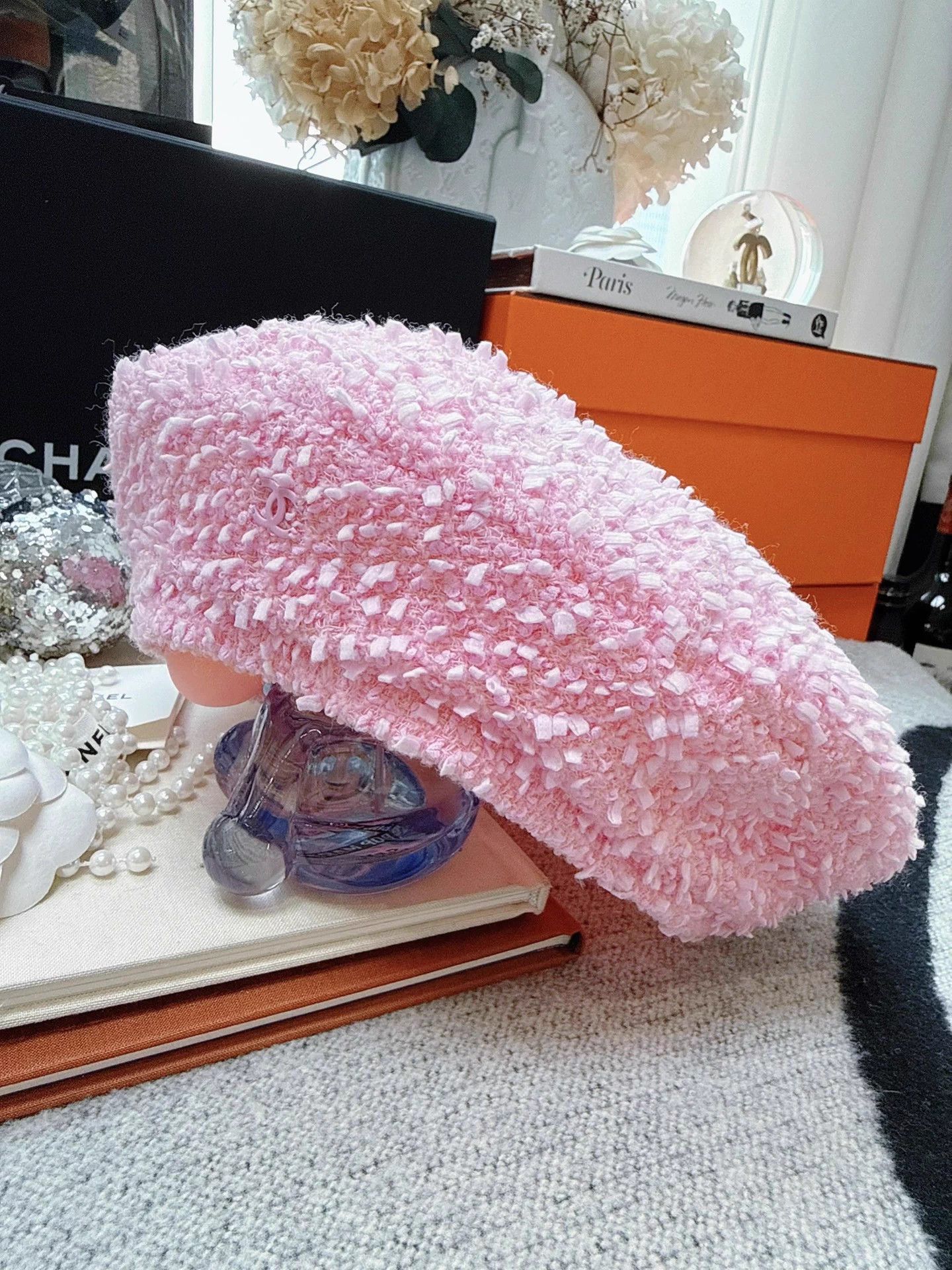 Chanel Chanel 19C Pink Tassel Tweed Beret M Size ONE SIZE - 7 Thumbnail