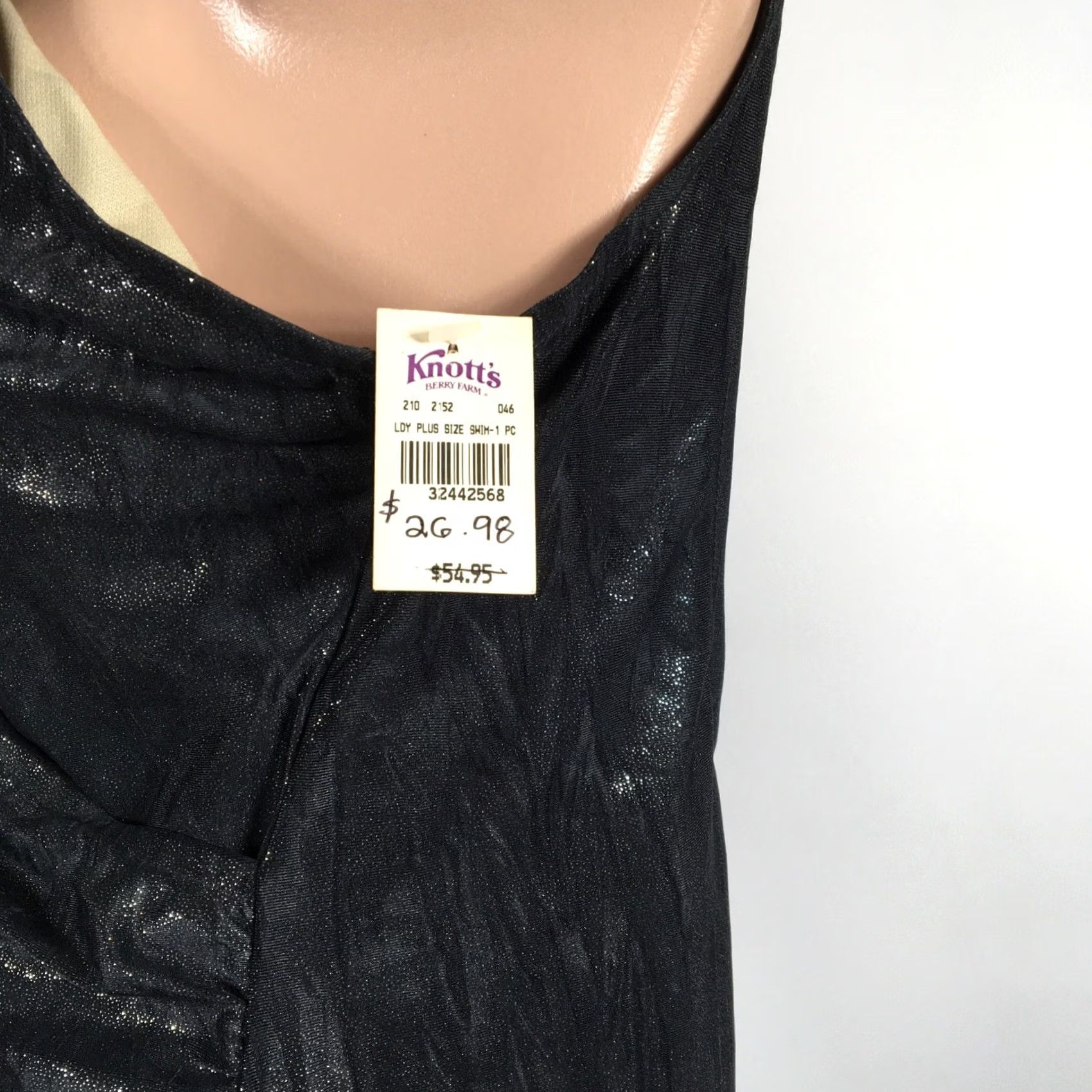 Vintage VINTAGE Cruz One Piece Swimsuit Adult Women 18W Black Glitter 80s Plus Nylon Lycra Slimming NWT Size ONE SIZE - 5 Thumbnail