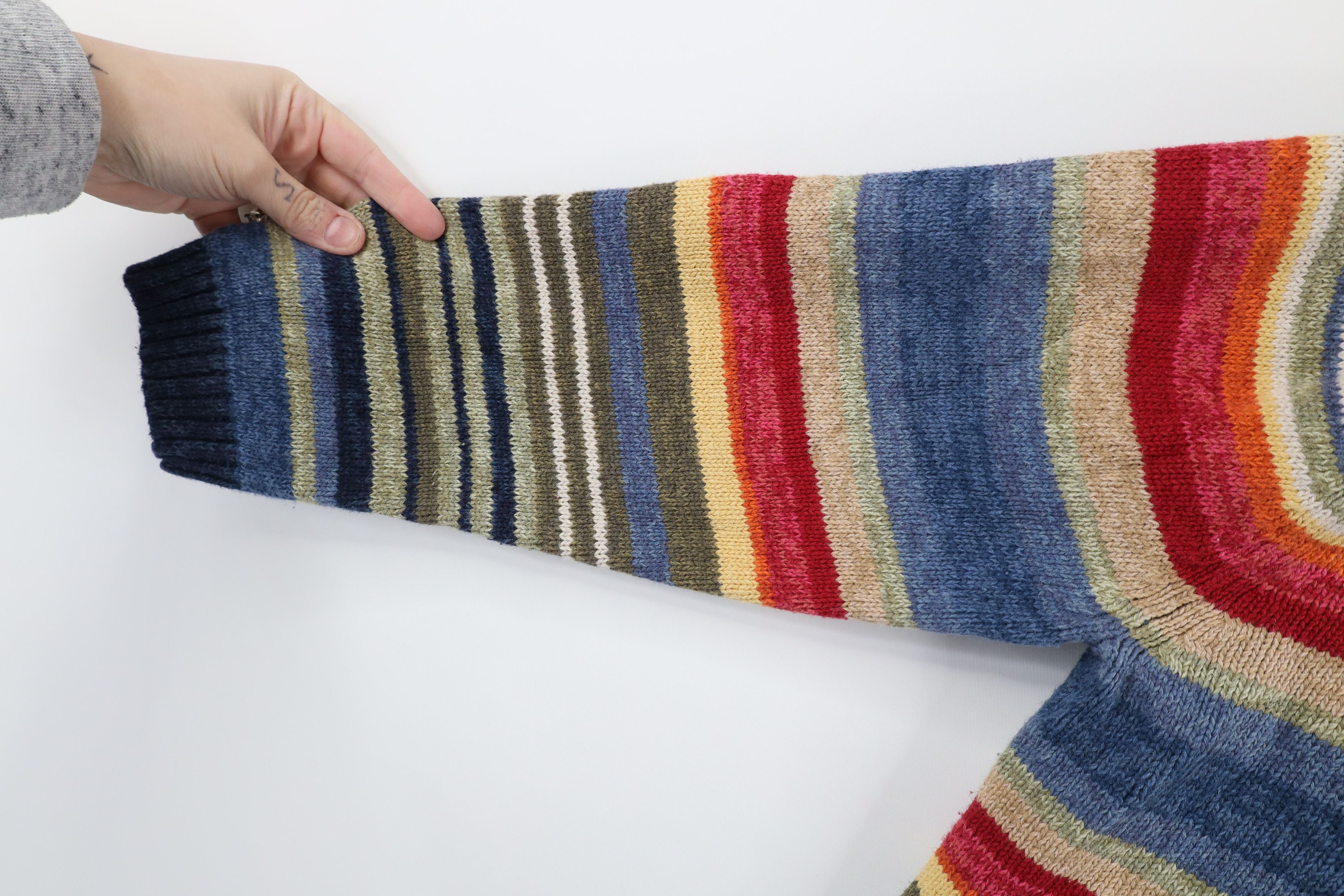 Vintage Vintage Y2K 2003 Streetwear Striped Knit Turtleneck Sweater Size L / US 10 / IT 46 - 4 Thumbnail