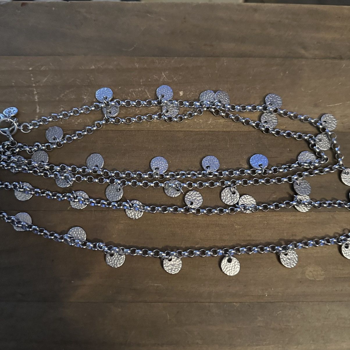 Other Barbara Boz long silver rolo chain w/hammered discs necklace Size ONE SIZE - 2 Thumbnail