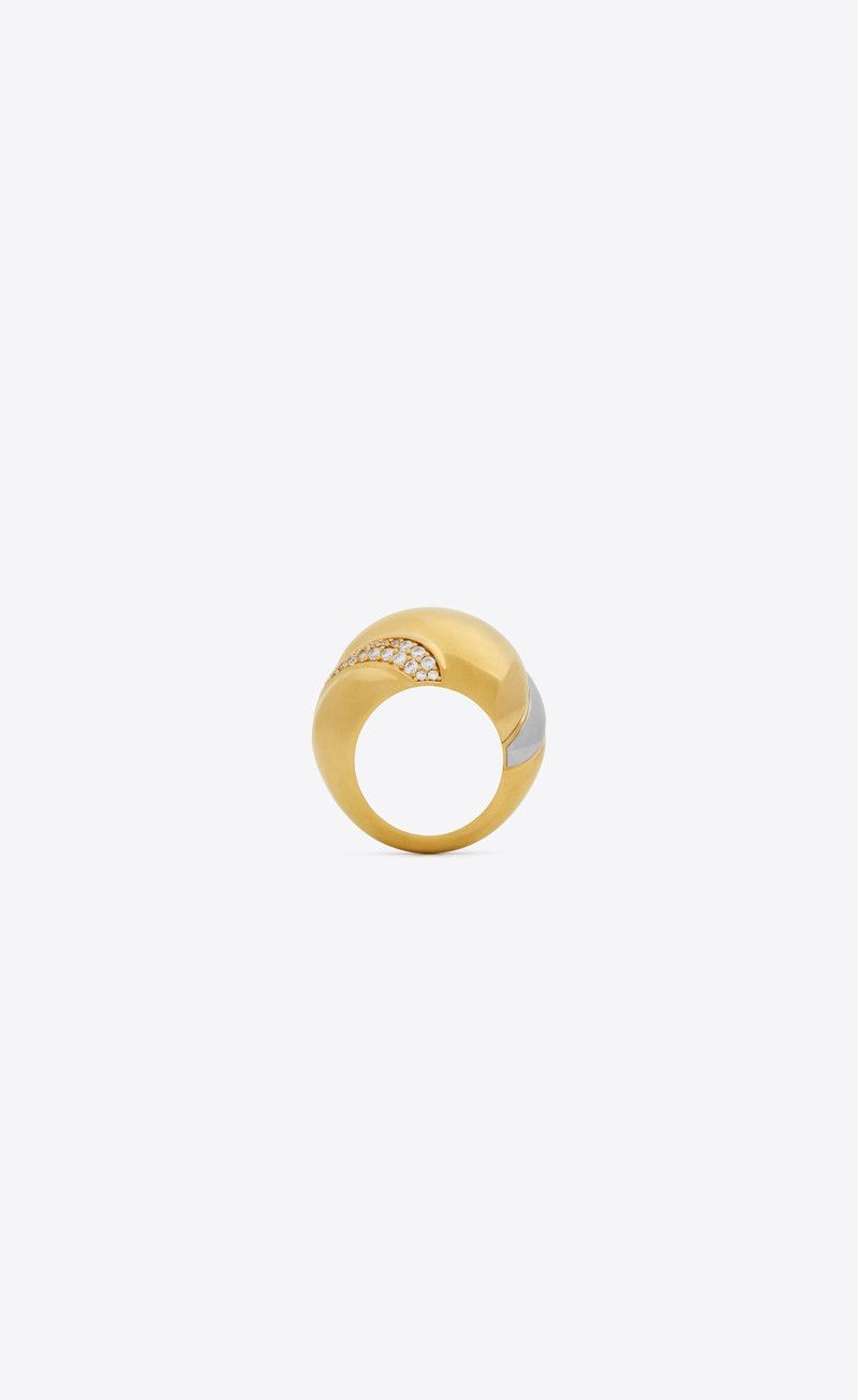 Saint Laurent Paris o1bcso1str0226 Size:06/Crystal Whirlwind Ring in Golden Size ONE SIZE - 3 Thumbnail