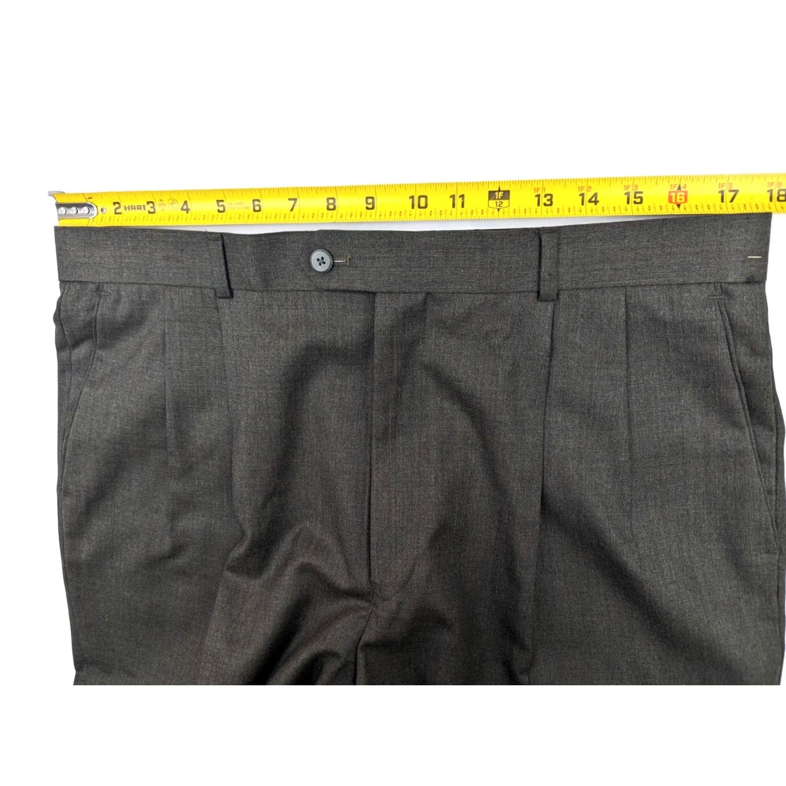 Vintage Louis Raphael Wool Pleated Hem Cuff Pants Men 36x30 Olive Green EUC Dress Pants Straight Fit 36 Mens Wool Dress Pants Size US 36 / EU 52 - 5 Thumbnail