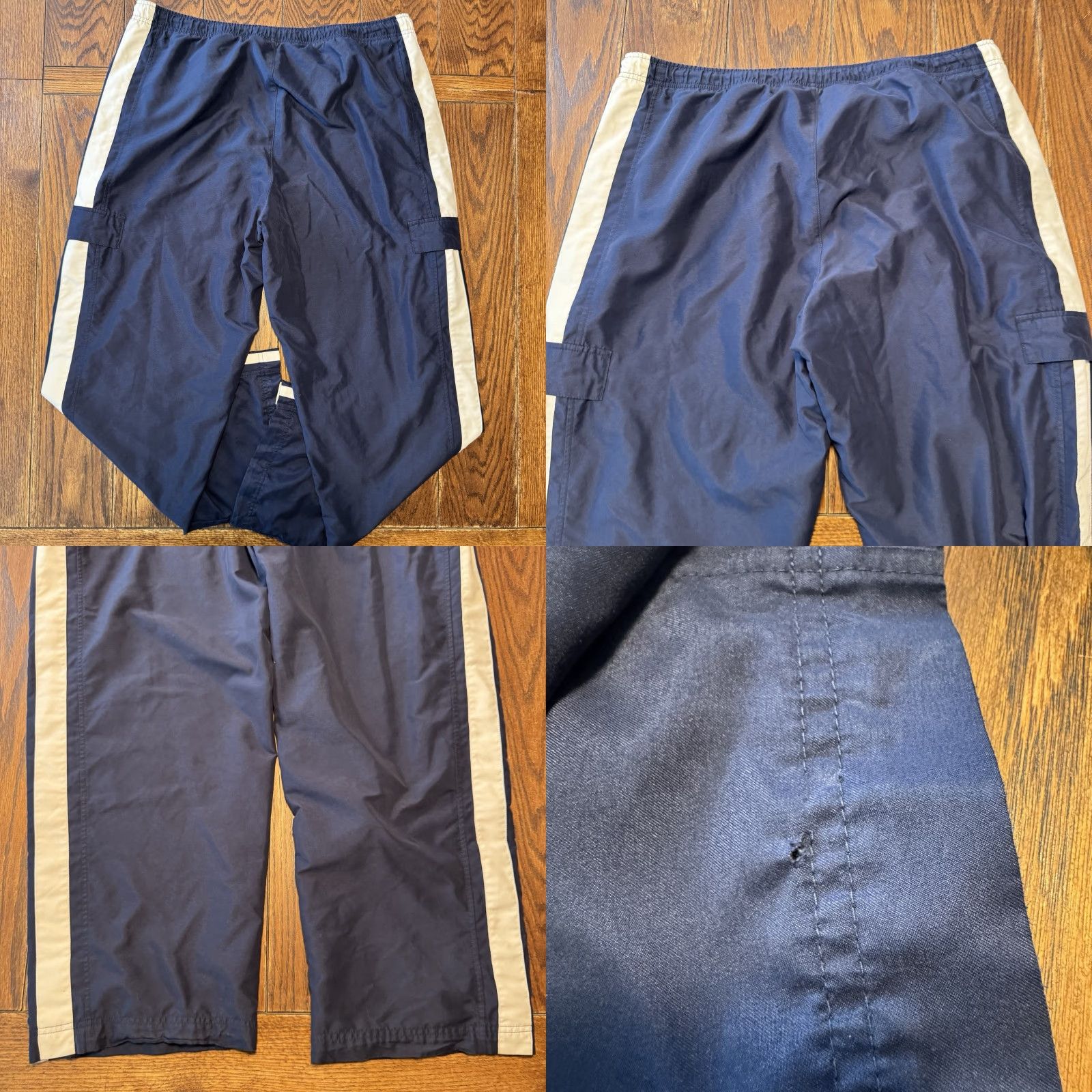 Nike VINTAGE Nike Lined Track Pants Mens 2XL Baggy Cargo Ankle Zip Blue White Size US 39 - 8 Thumbnail