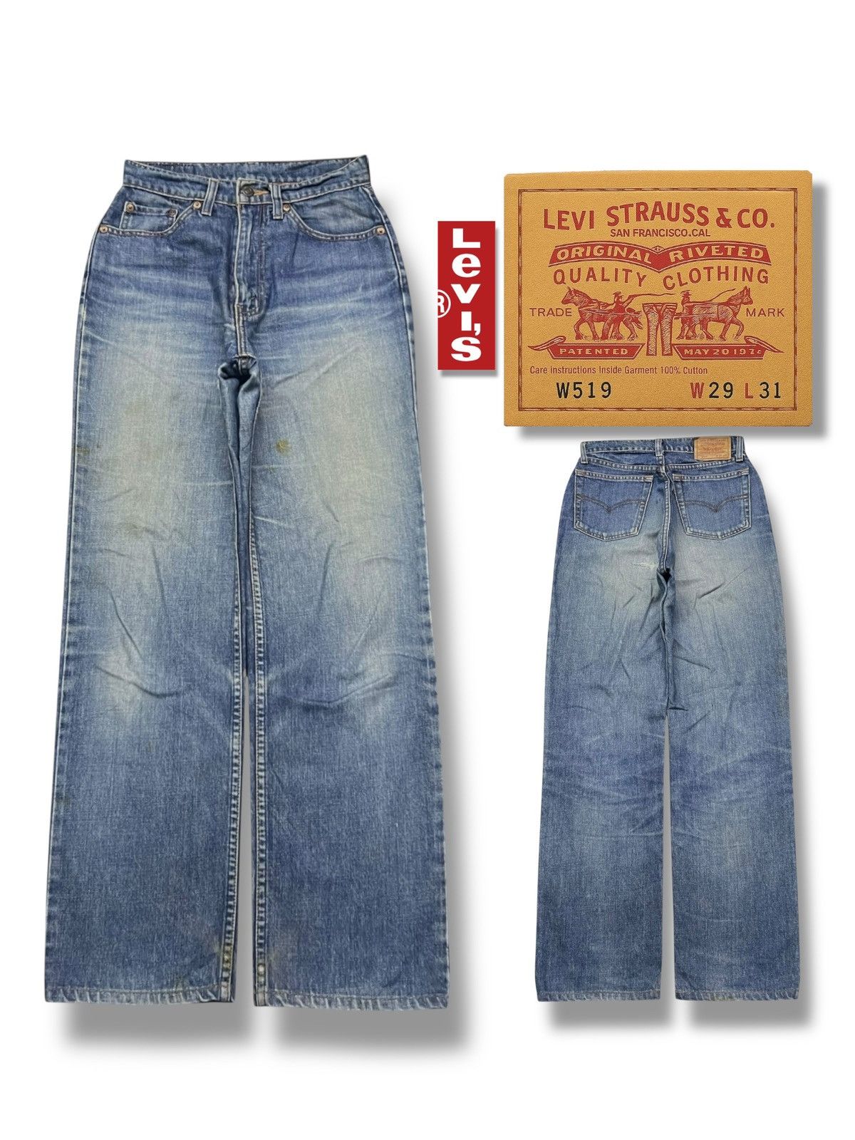 Levi's Vintage 90s Levi’s W519 Japan - Faded Rusty Wash Jeans Size 26" / US 2 / IT 38 - 1 Thumbnail