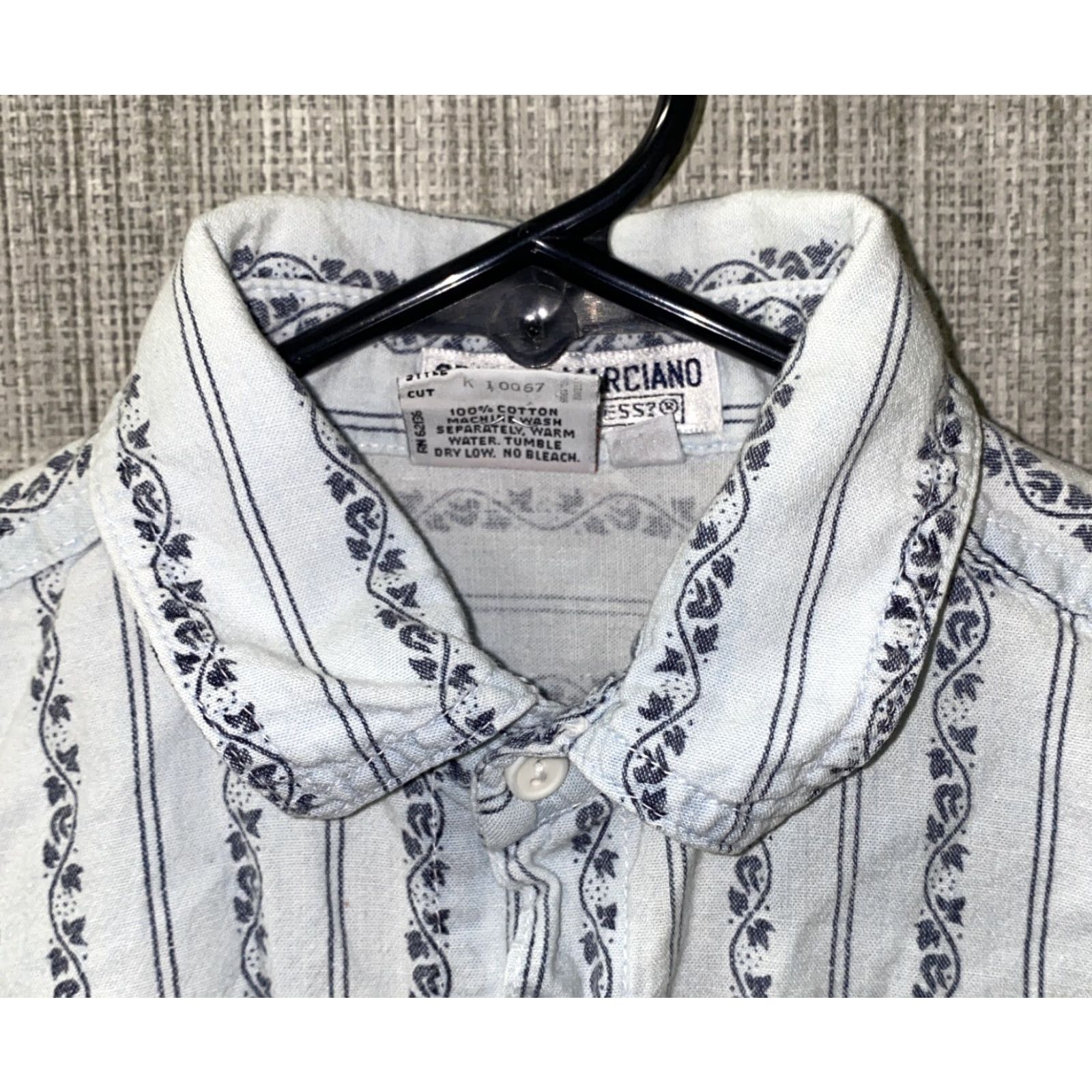 Guess VINTAGE Guess Shirt Women Gray 100% Cotton Long Sleeve Button-Up Size 12 Geometric USA Made Womens Size XL / US 12-14 / IT 48-50 - 3 Thumbnail