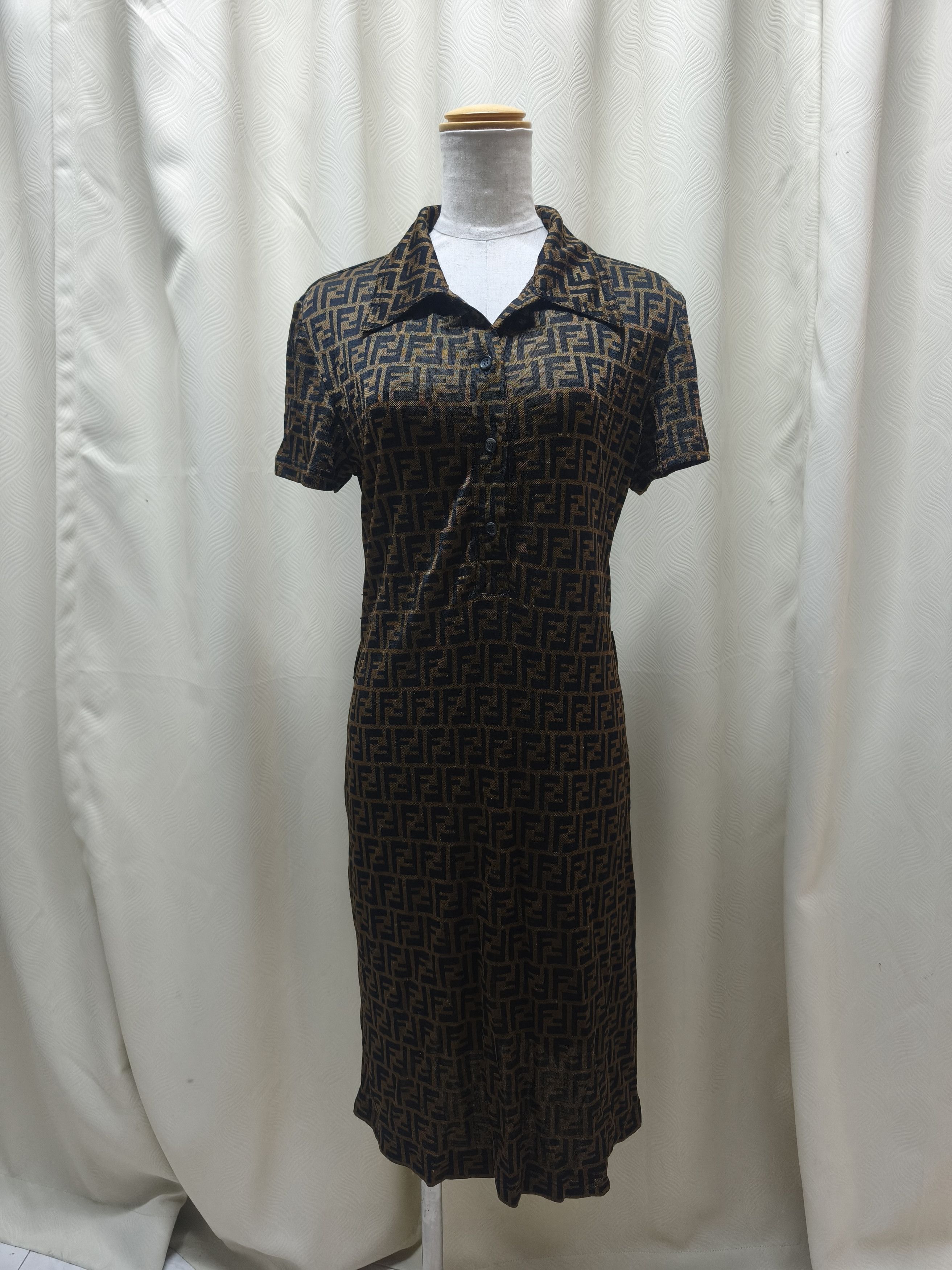 Fendi Archive Fendi Zucca Pattern Collared Dress 90s Era Size M / US 6-8 / IT 42-44 - 1 Thumbnail