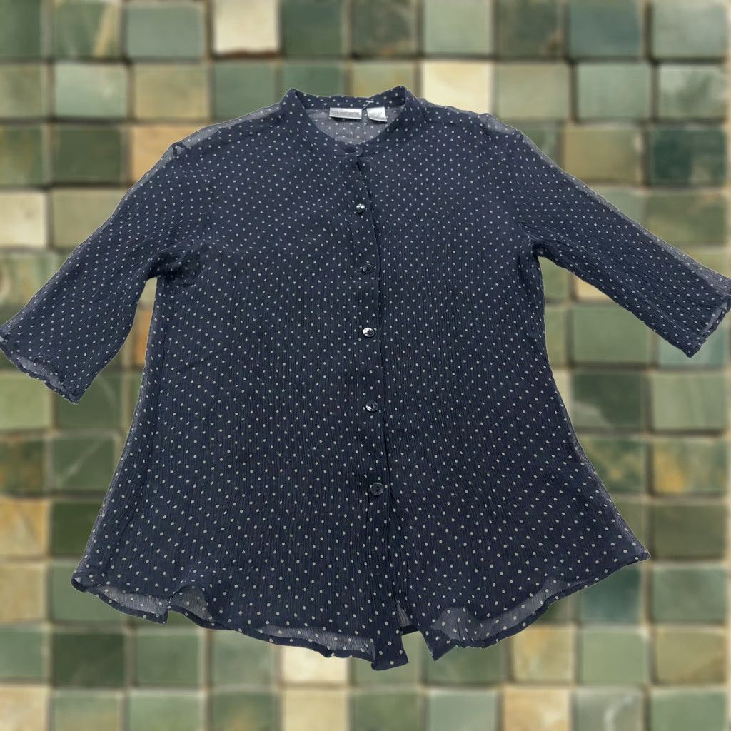 Vintage Chico's Button-Up Silk Shirt Blue Beige PLS READ Shirt Womens Regular Size 1 Long Sleeve Vintage No Size XS / US 0-2 / IT 36-38 - 1 Thumbnail