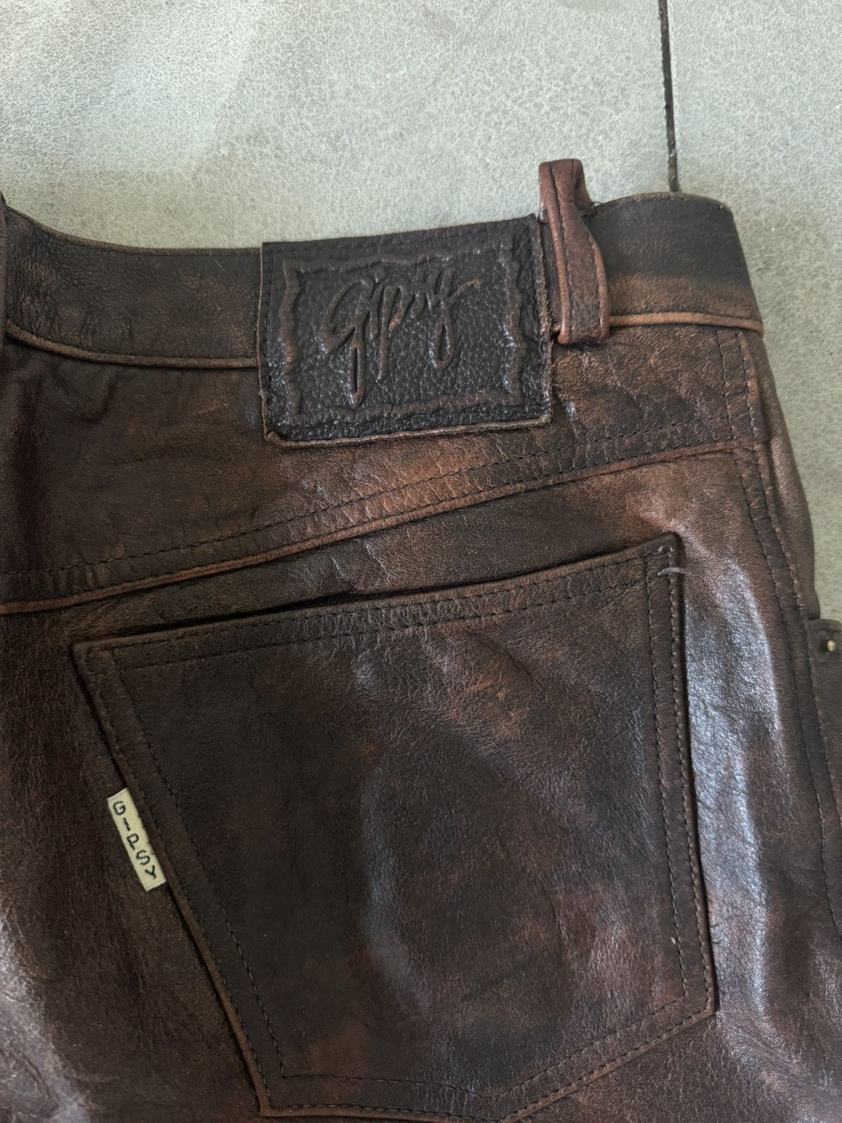 Gypsy Vintage 00s Y2K Leather Baggy Pants Size US 33 - 4 Thumbnail