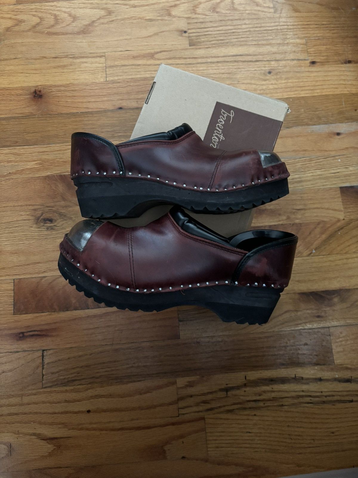 image of Needles X Troentorp Steel Toe Shoe in Burgundy, Men's (Size 8)