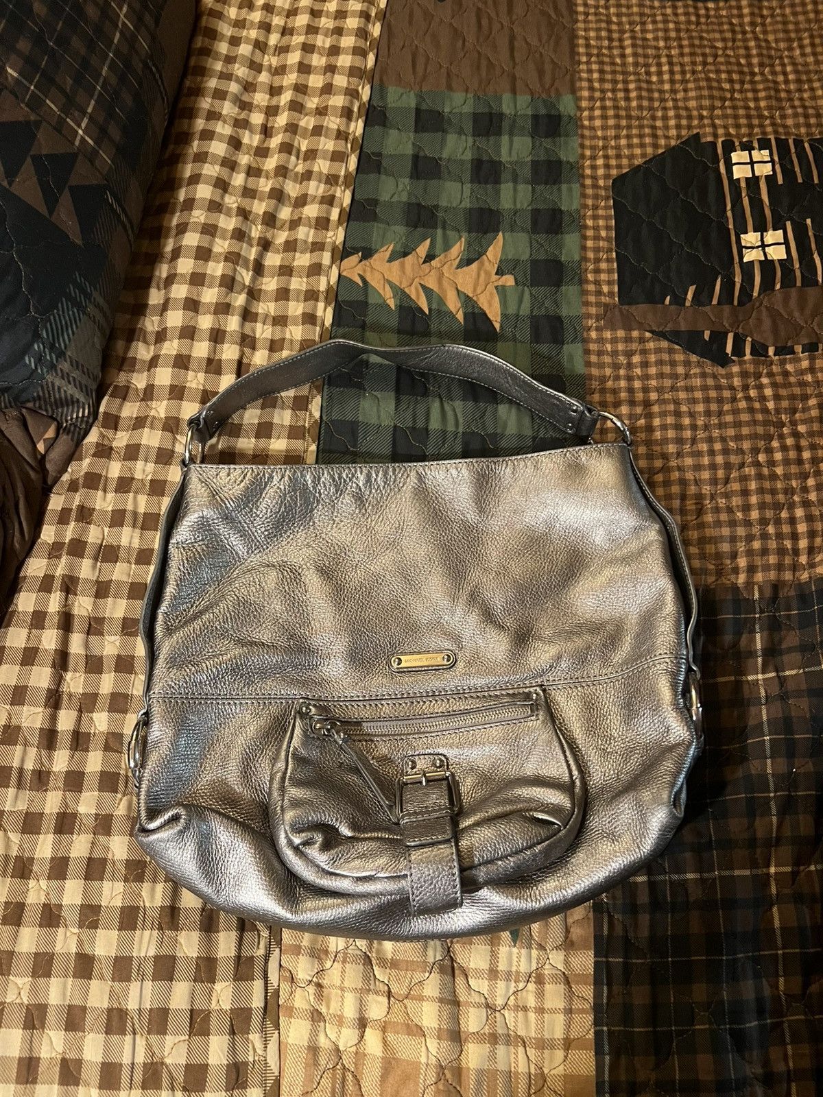 Michael Kors Michael Kors Austin Handbag Hobo Gray Silver Shoulder Bag Size ONE SIZE - 1 Thumbnail