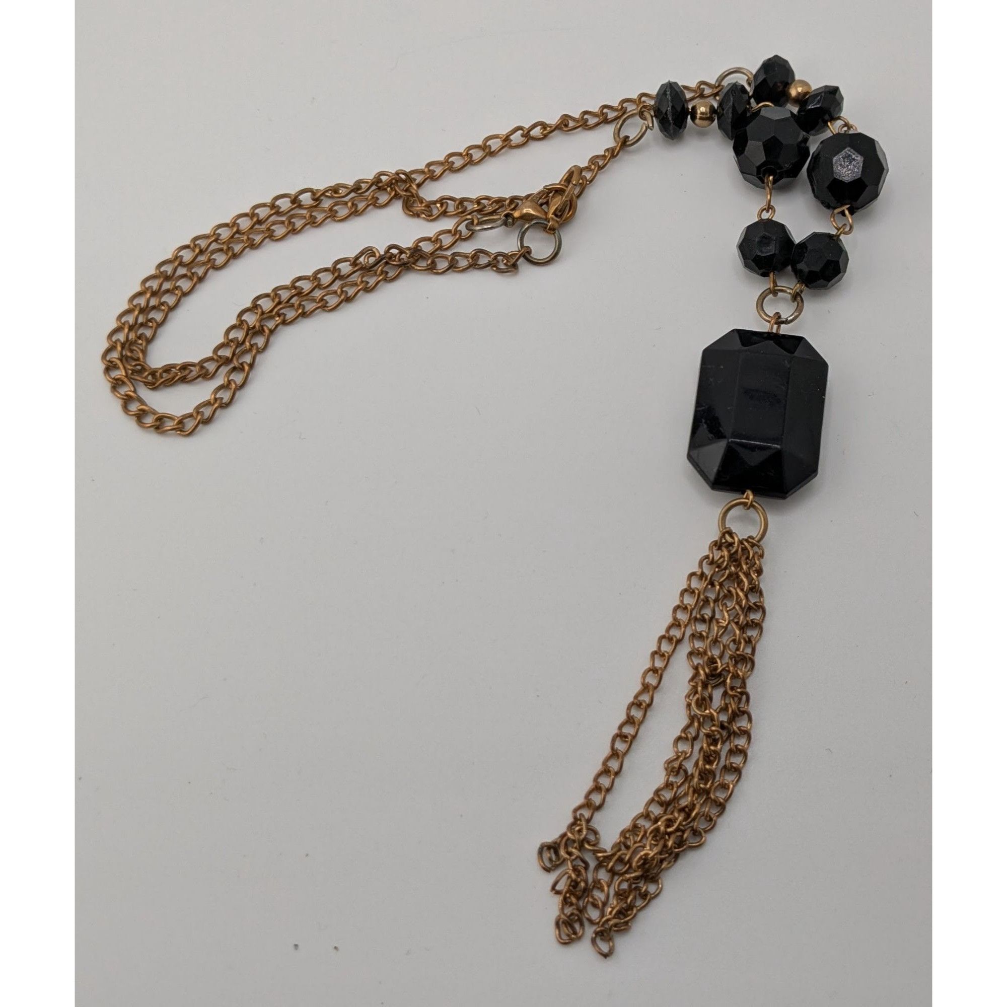 Other Gold-Tone Chain Necklace With Black Beads And Tassel Pendant Size ONE SIZE - 6 Thumbnail