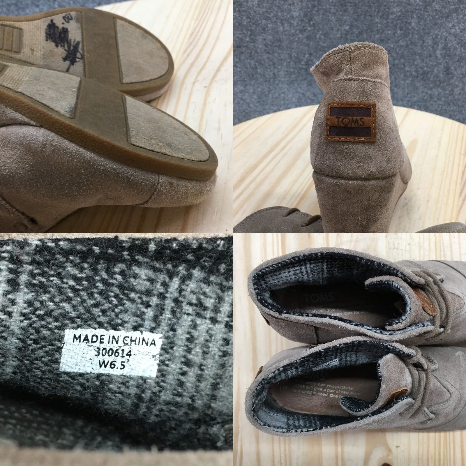 Toms TOMS Desert Wedge Ankle Bootie Boots Brown Suede Lace Up 6.5 Women’s Boot IE Size US 7 / IT 37 - 9 Thumbnail