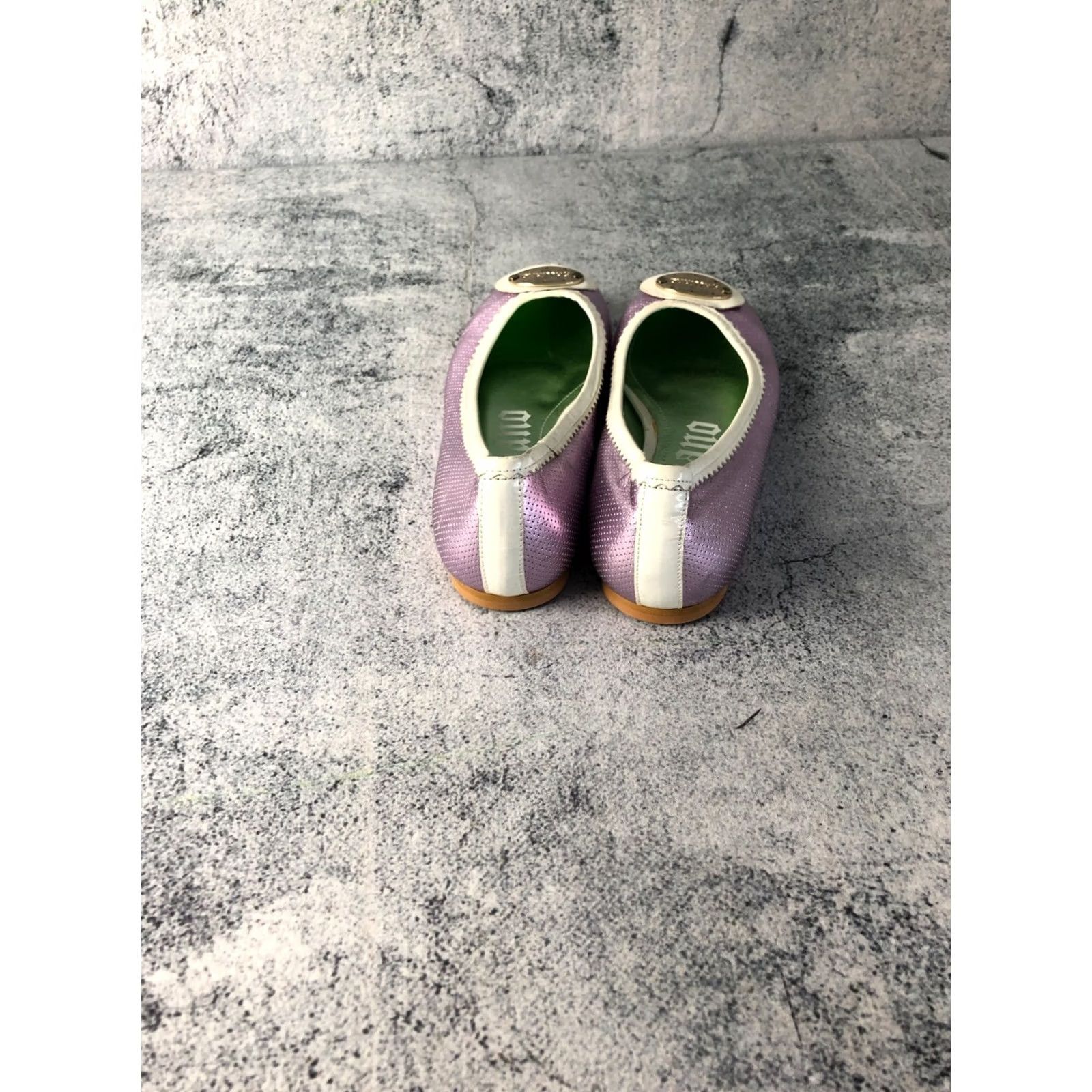 Vintage Galliano Women's Ballet Flats Size 36 Shiny Purple Leather Ballet Flats Womens Shoes Flat Heel Leather Upper Lining Toe Round Purple Galliano Shoes Size US 5.5 / IT 35.5 - 3 Thumbnail