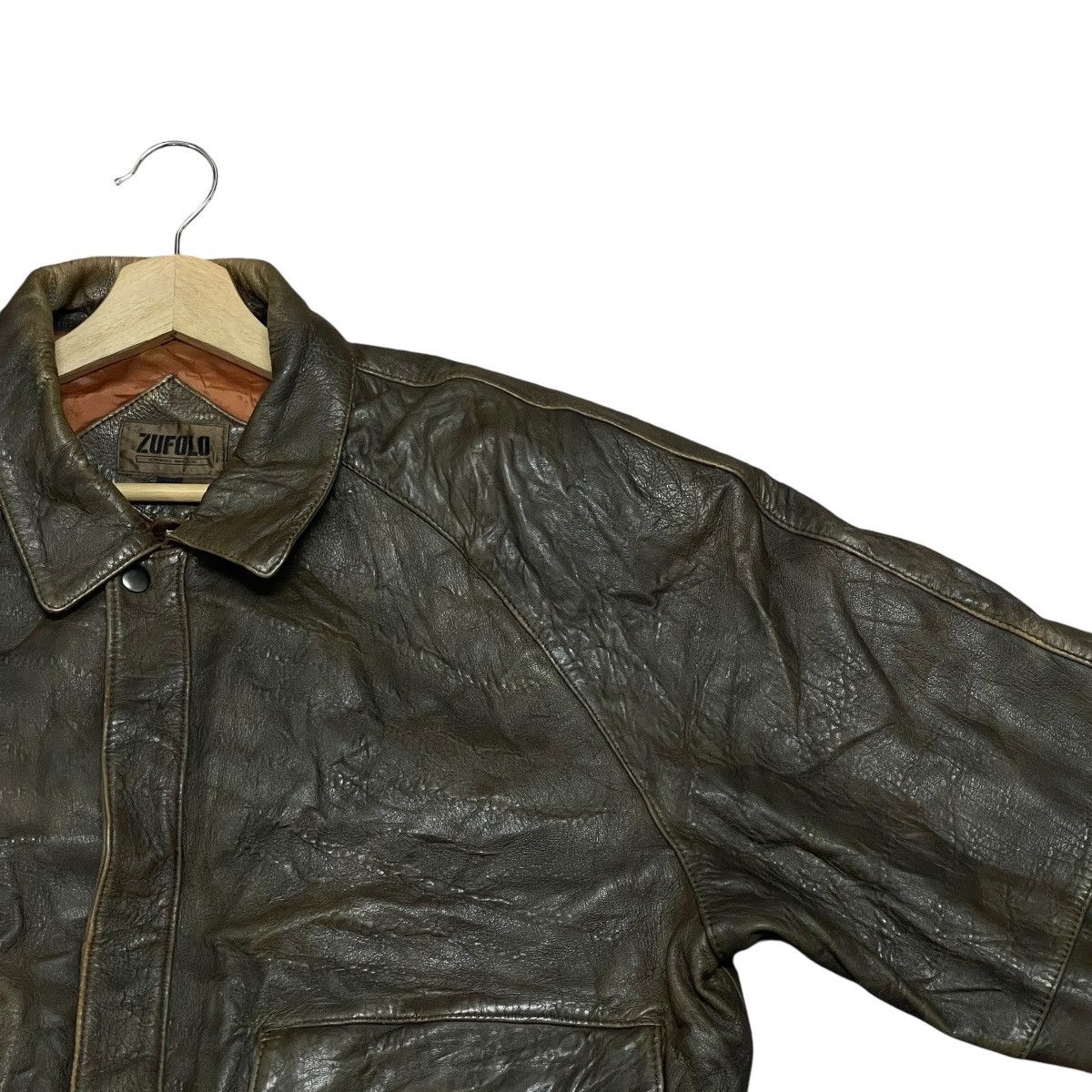 Leather Vintage Zufolo Sheepskin Flight Leather Bomber Jacket Size US L / EU 52-54 / 3 - 2 Thumbnail